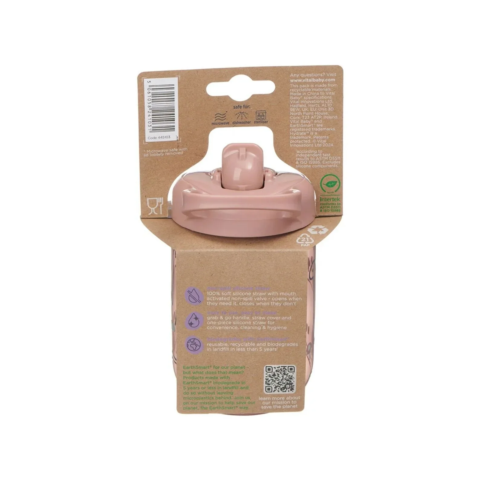 Vital Baby Hydrate Sippy Straw Cup 350ml - Natural Berry - Image 4