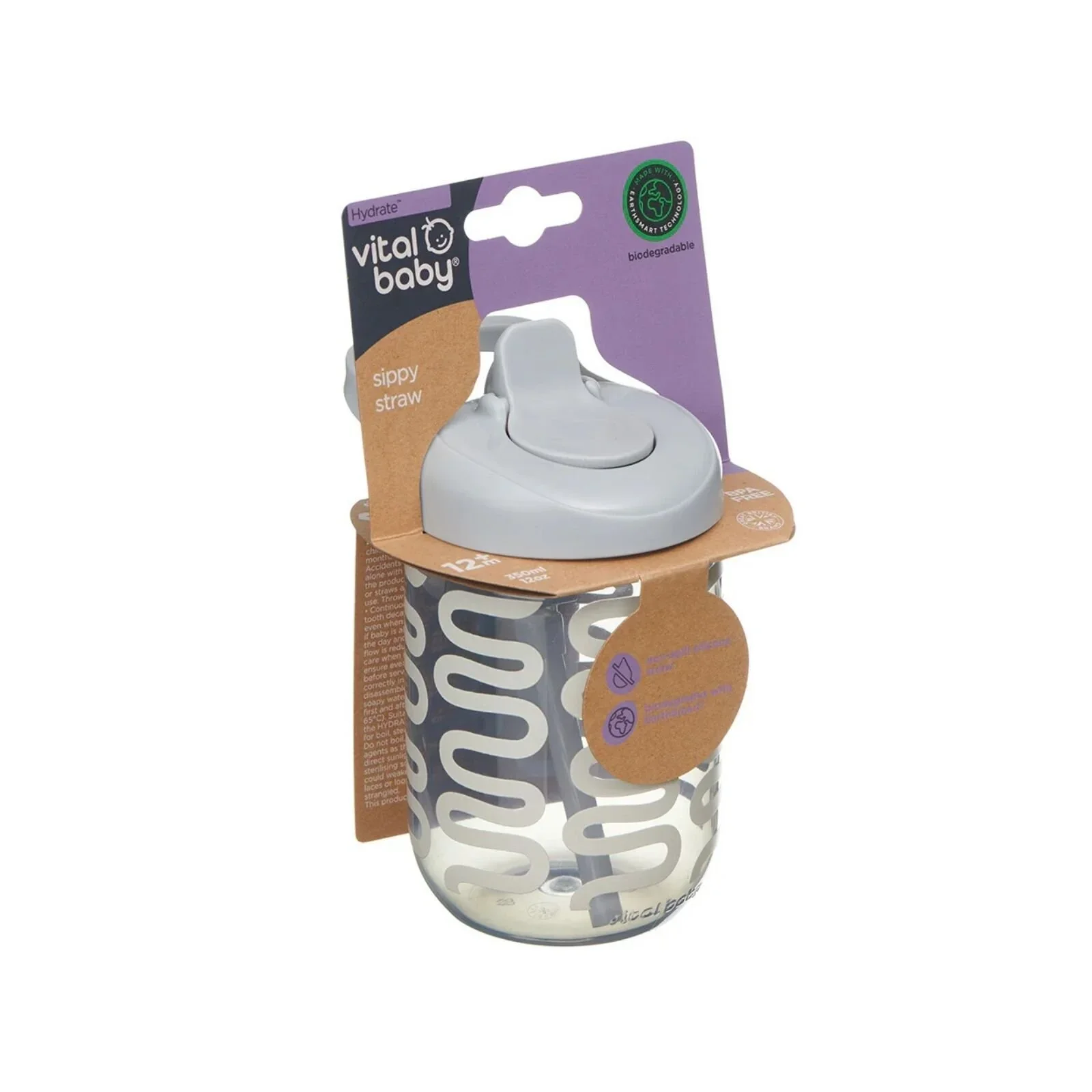 Vital Baby Hydrate Sippy Straw Cup 350ml - Natural Sky - Image 3