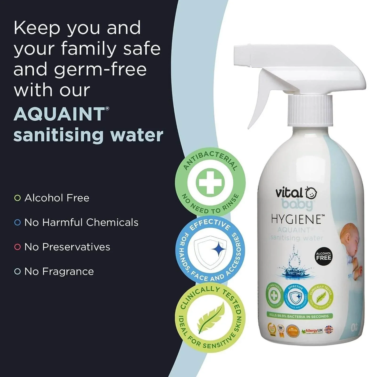 Vital Baby Hygiene Aquaint Cleansing Water 500ml - Image 2