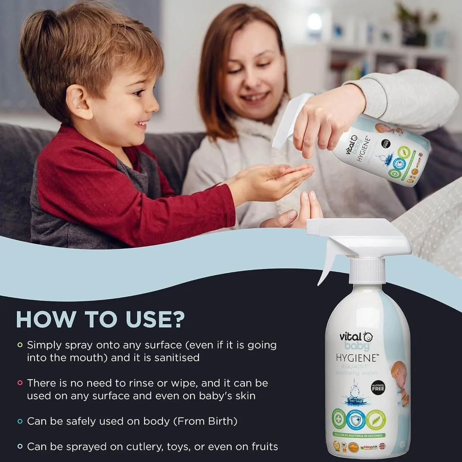 Vital Baby Hygiene Aquaint Cleansing Water 500ml - Image 3