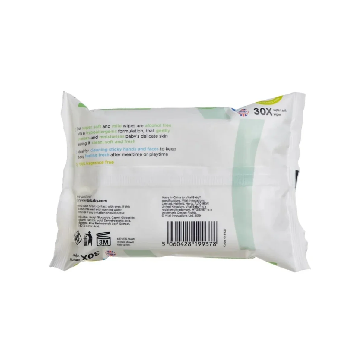 Vital Baby Hygiene Super Soft Fragrance Free Hand & Face Wipes 12x30 pcs - Image 5