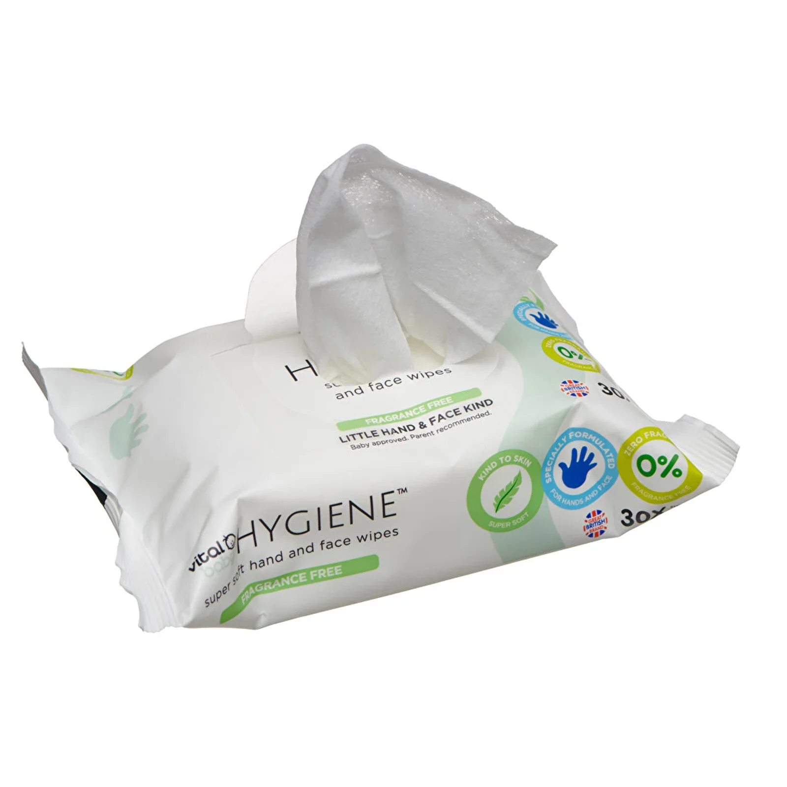 Vital Baby Hygiene Super Soft Hand & Face Wipes Fragrance Free 30 pcs - Image 2