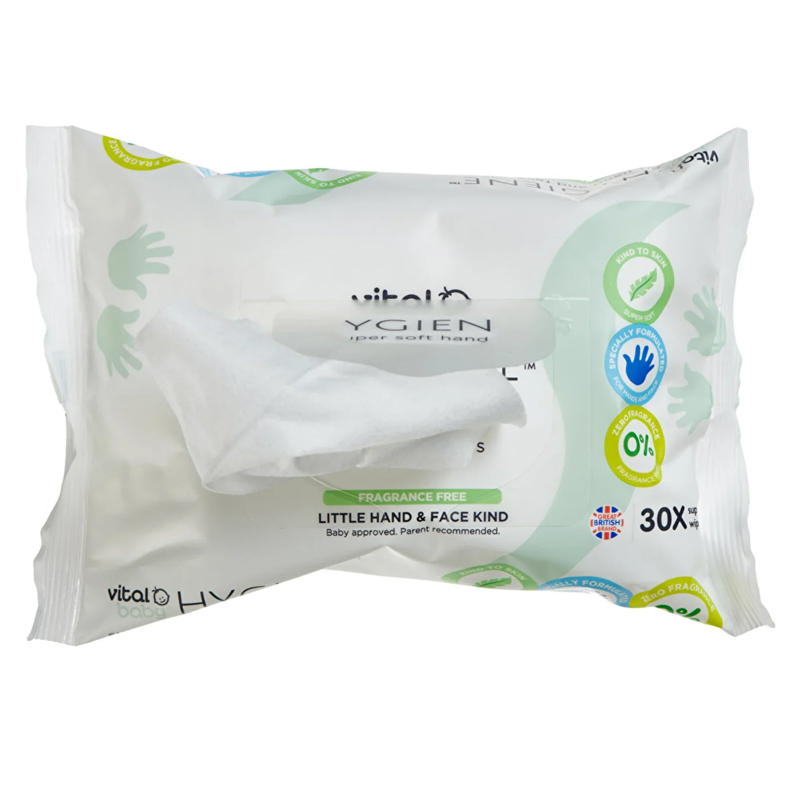 Vital Baby Hygiene Super Soft Hand & Face Wipes Fragrance Free 30 pcs - Image 3
