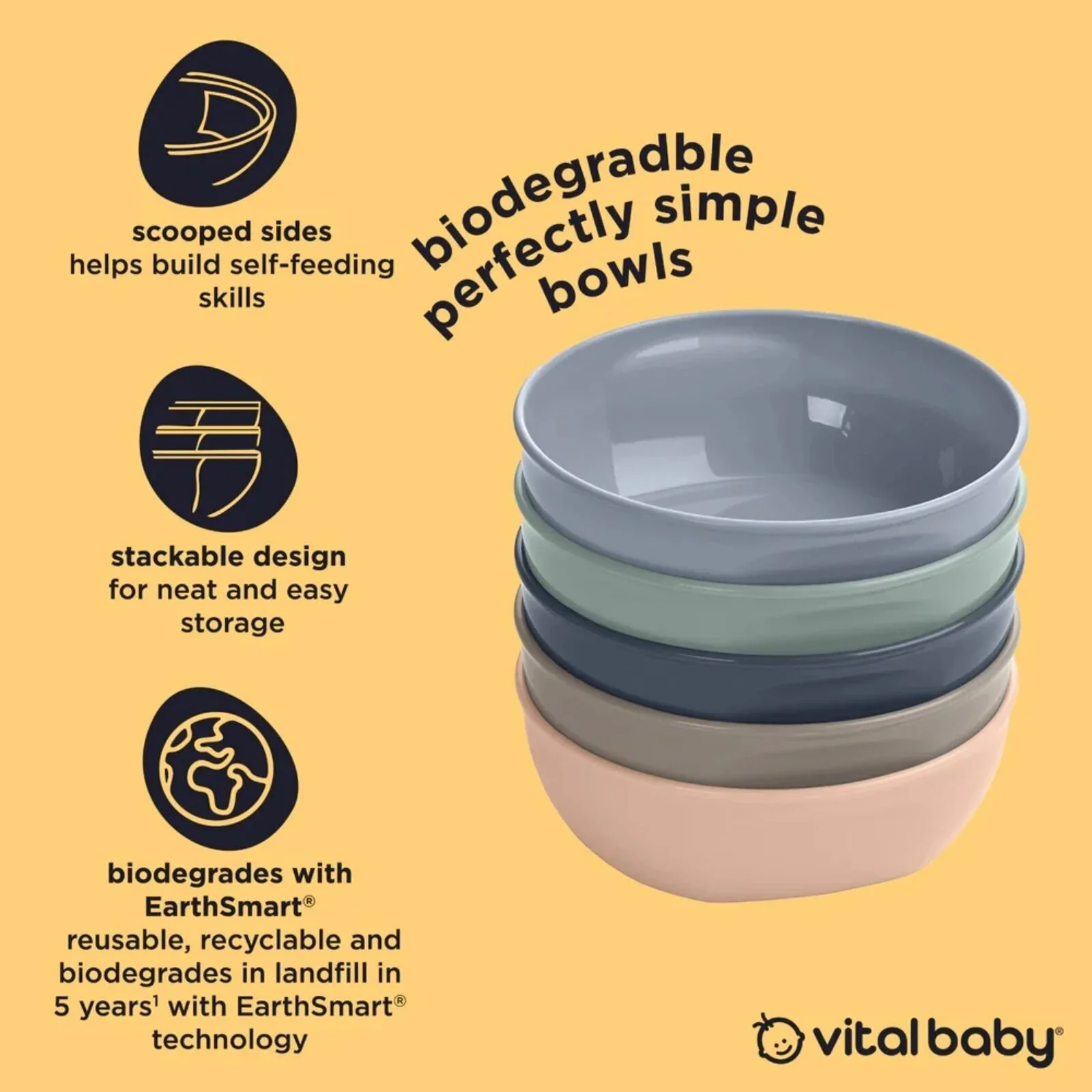 Vital Baby Nourish Perfectly Simple Bowl Pack of 5 - Image 2
