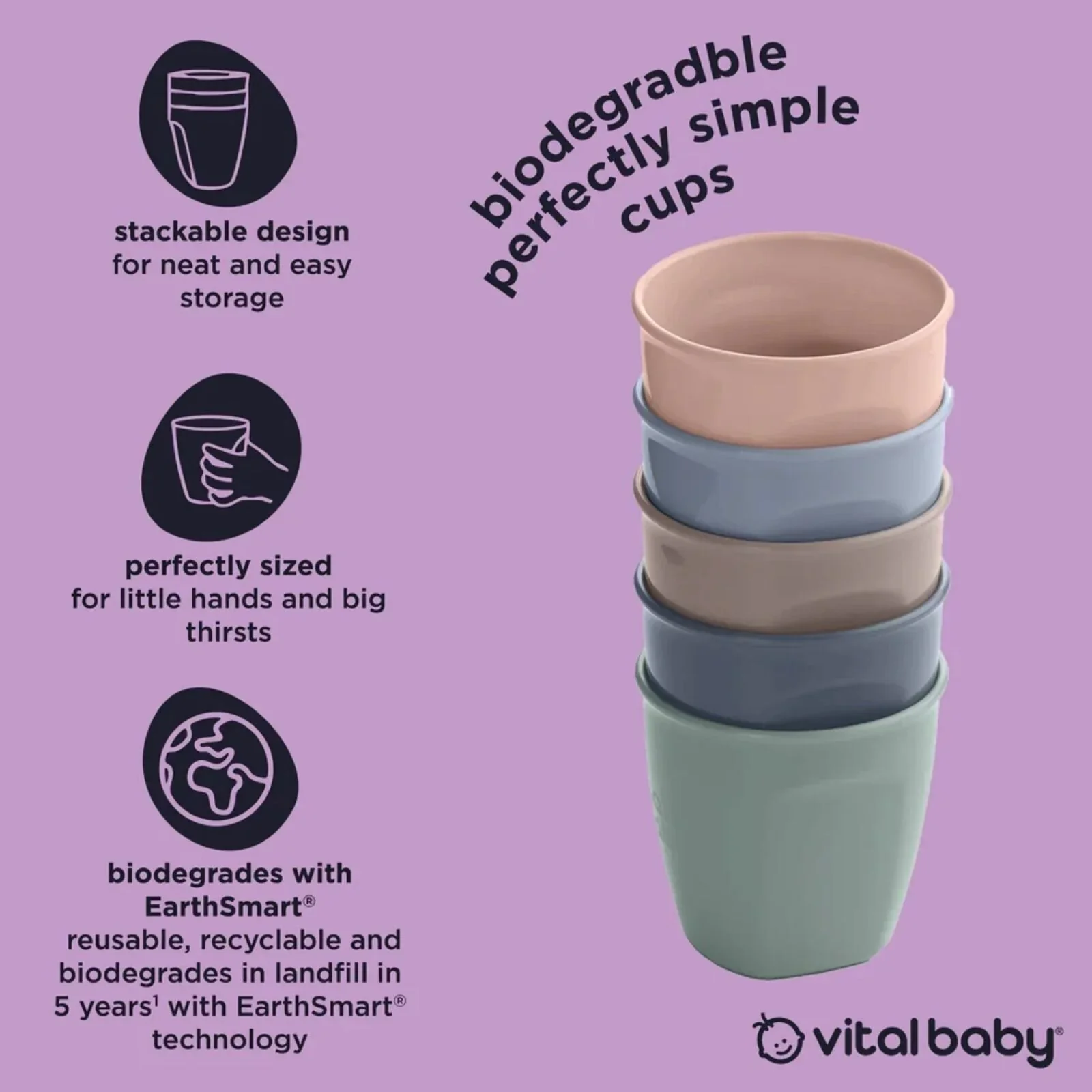 Vital Baby Nourish Perfectly Simple Cups Pack of 5 - Image 2