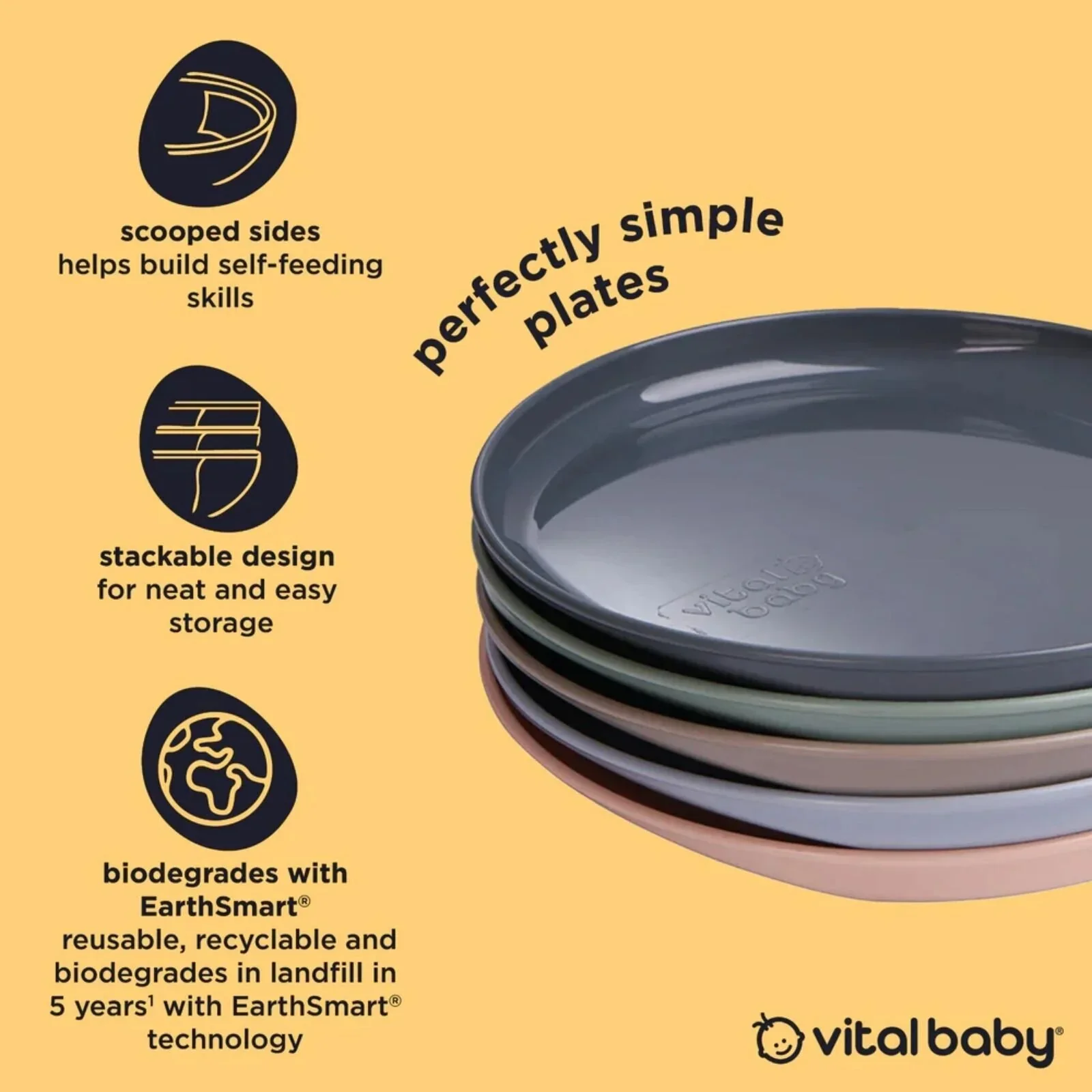 Vital Baby Nourish Perfectly Simple Plates Pack of 5 - Image 2