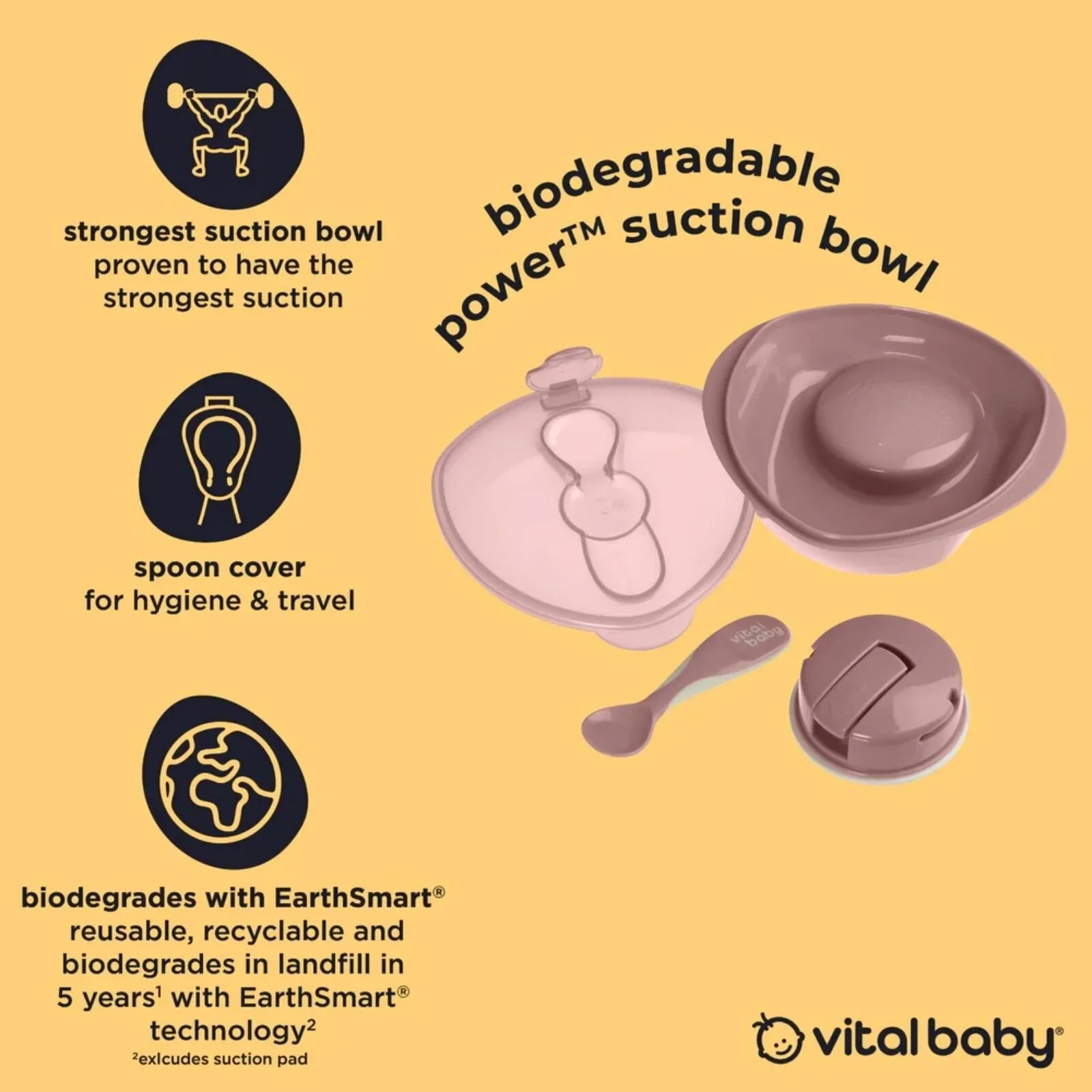Vital Baby Nourish Power Suction Bowl - Natural Moss - Image 3