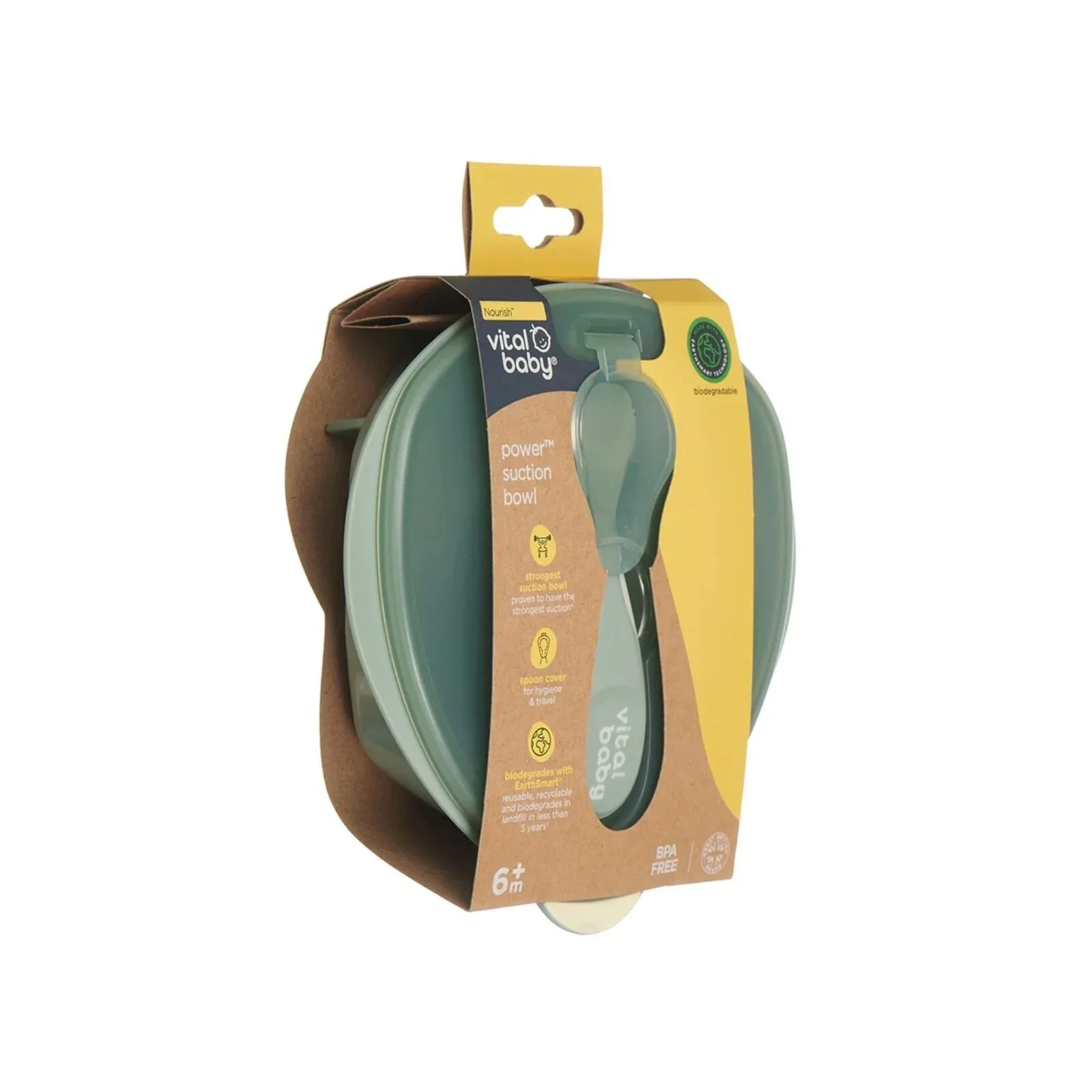 Vital Baby Nourish Power Suction Bowl - Natural Moss - Image 4