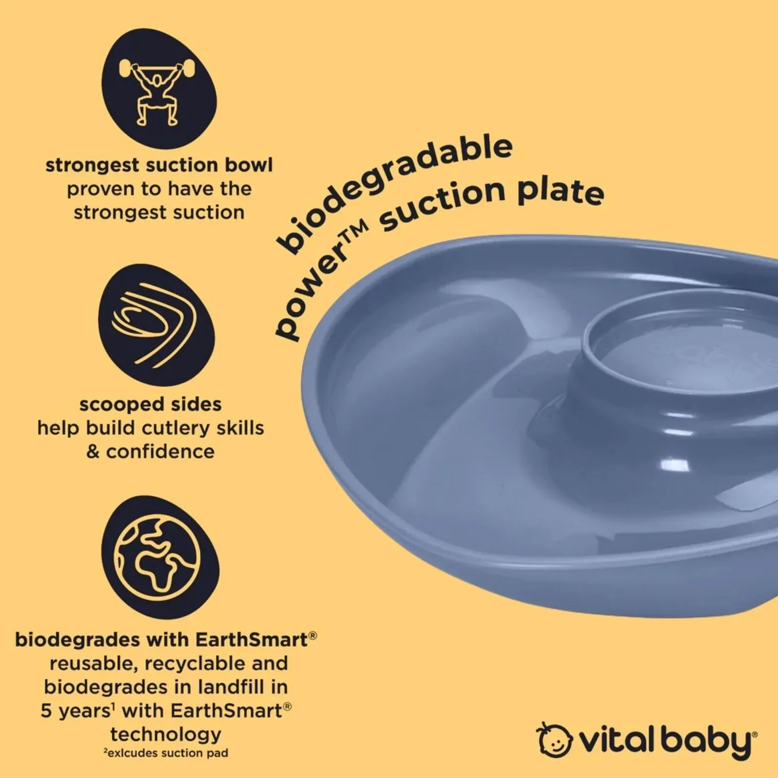 Vital Baby Nourish Power Suction Plate - Natural Grape - Image 3