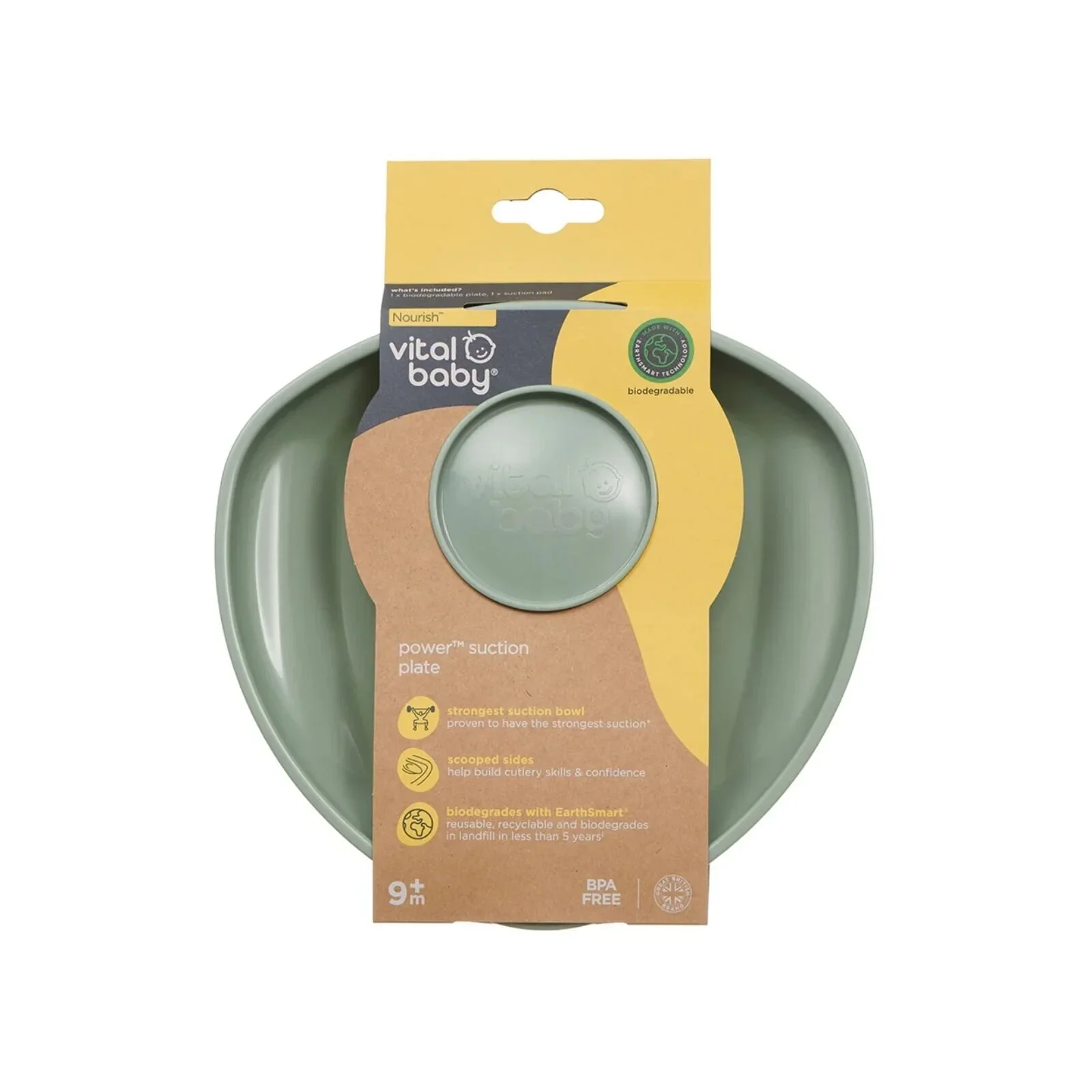 Vital Baby Nourish Power Suction Plate - Natural Moss - Image 4