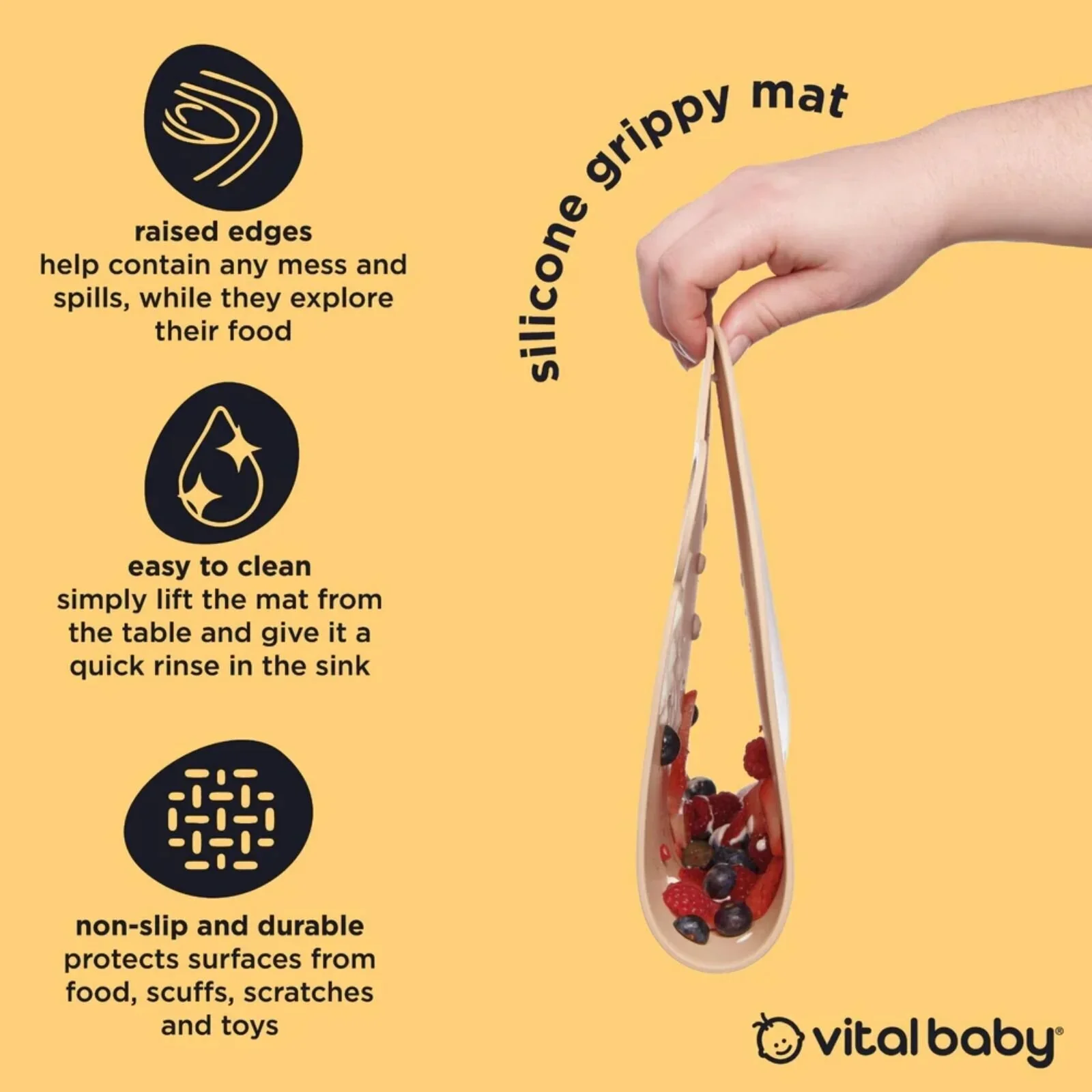 Vital Baby Nourish Silicone Grippy Mat - Sweet Butterscotch - Image 3