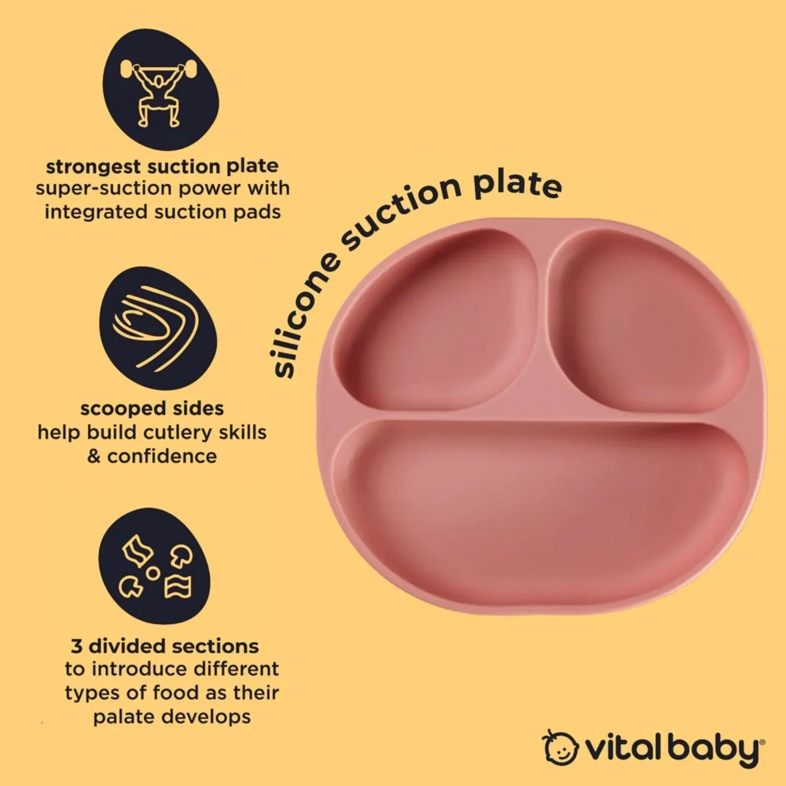 Vital Baby Nourish Silicone Suction Plate - Blush Raspberry - Image 3