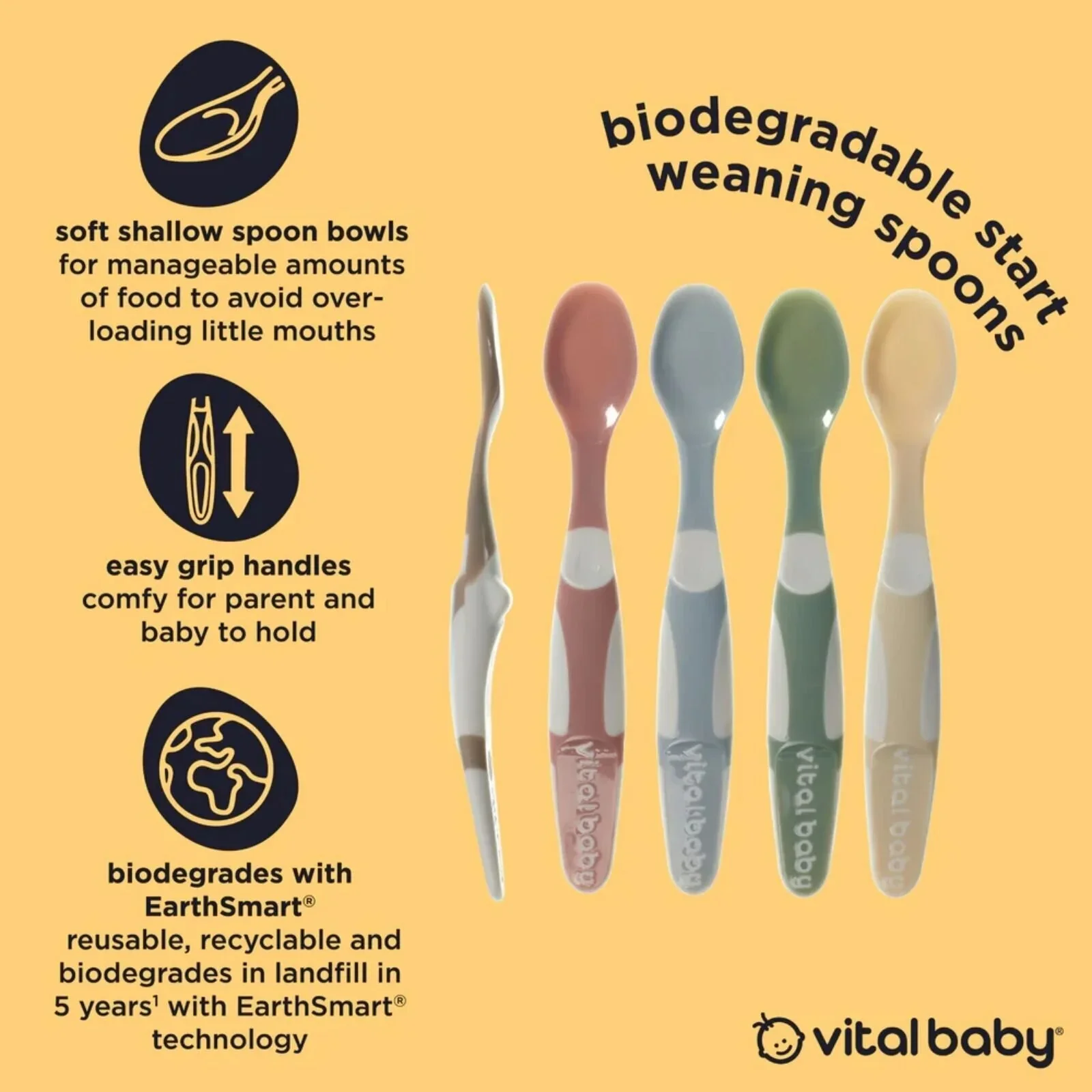 Vital Baby Nourish Start Weaning Spoons Natural Pack of 5 - Image 3