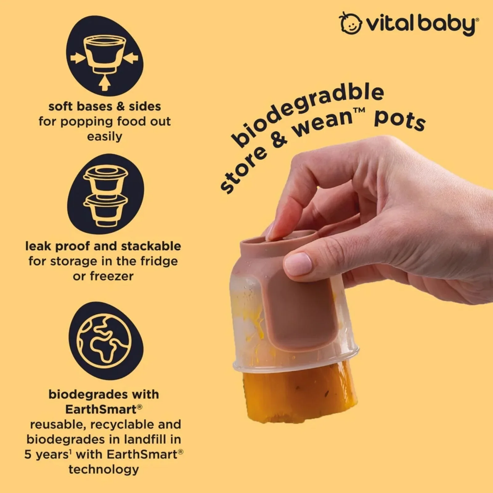 Vital Baby Nourish Store & Wean Pots 120ml Pack of 4 - Image 7