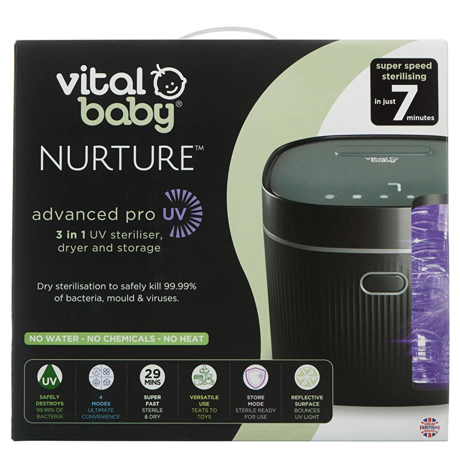 Vital Baby Nurture Advanced Pro UV Steriliser & Dryer - Black - Image 6