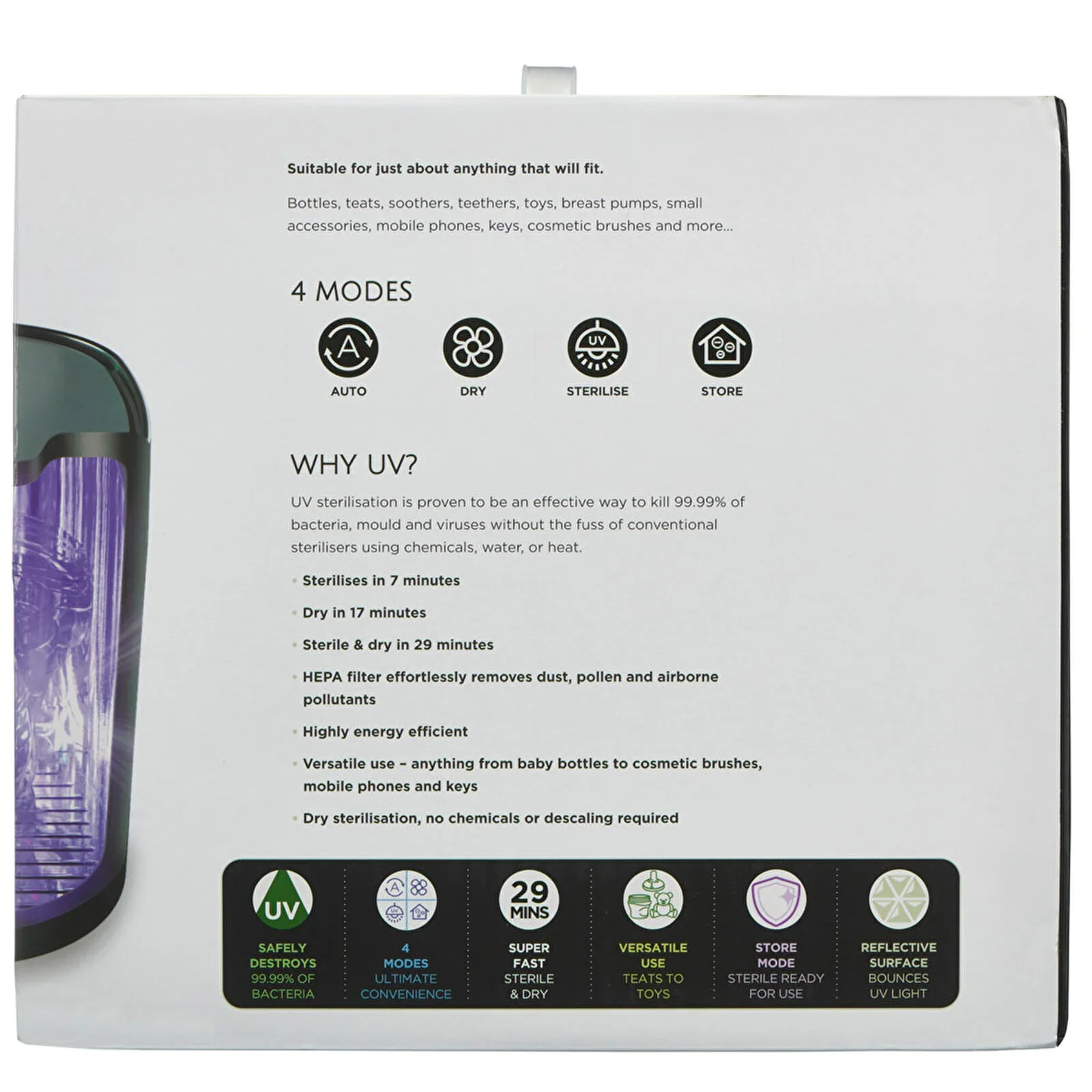 Vital Baby Nurture Advanced Pro UV Steriliser & Dryer - Black - Image 7