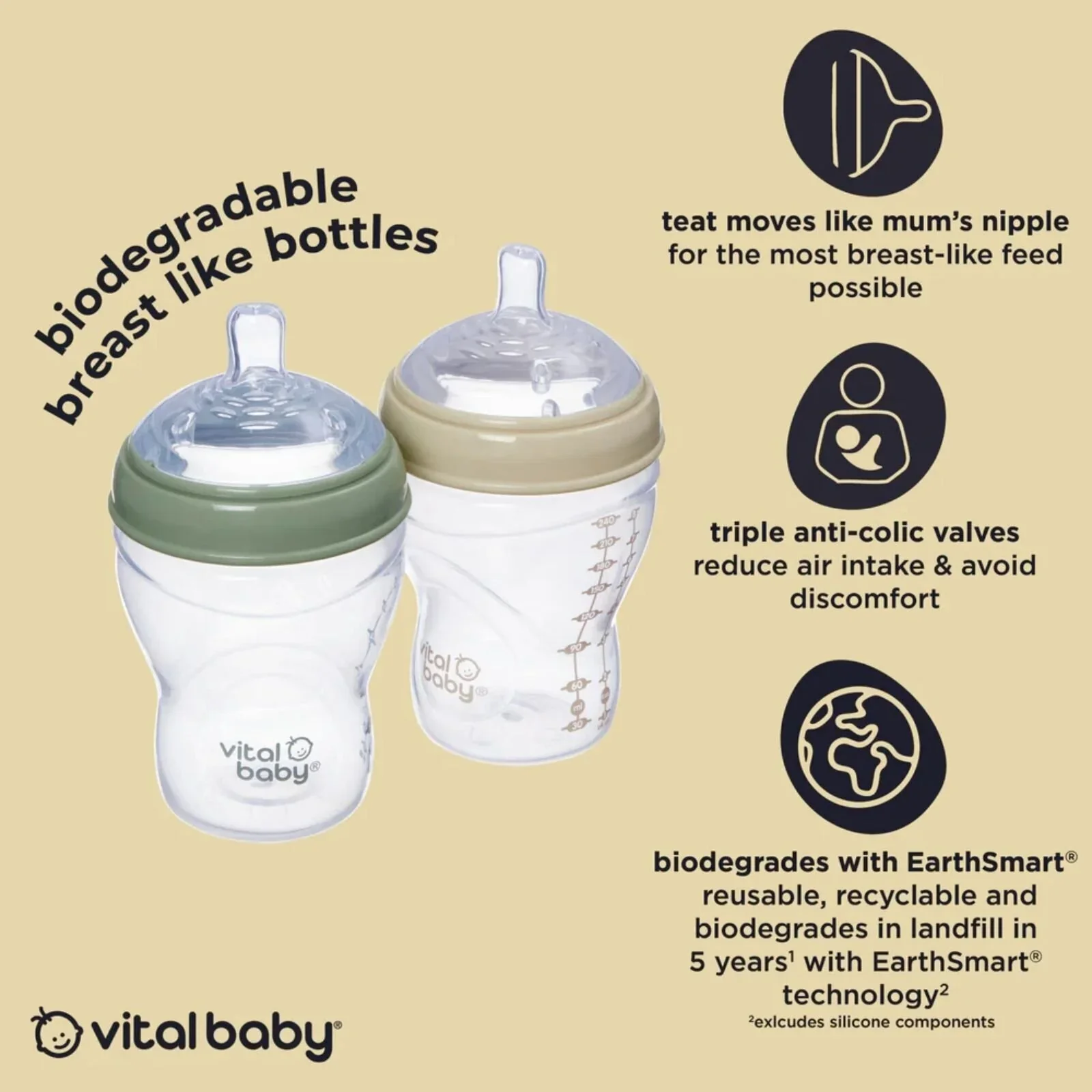 Vital Baby Nurture Breast Like Bottle 240ml - Image 3