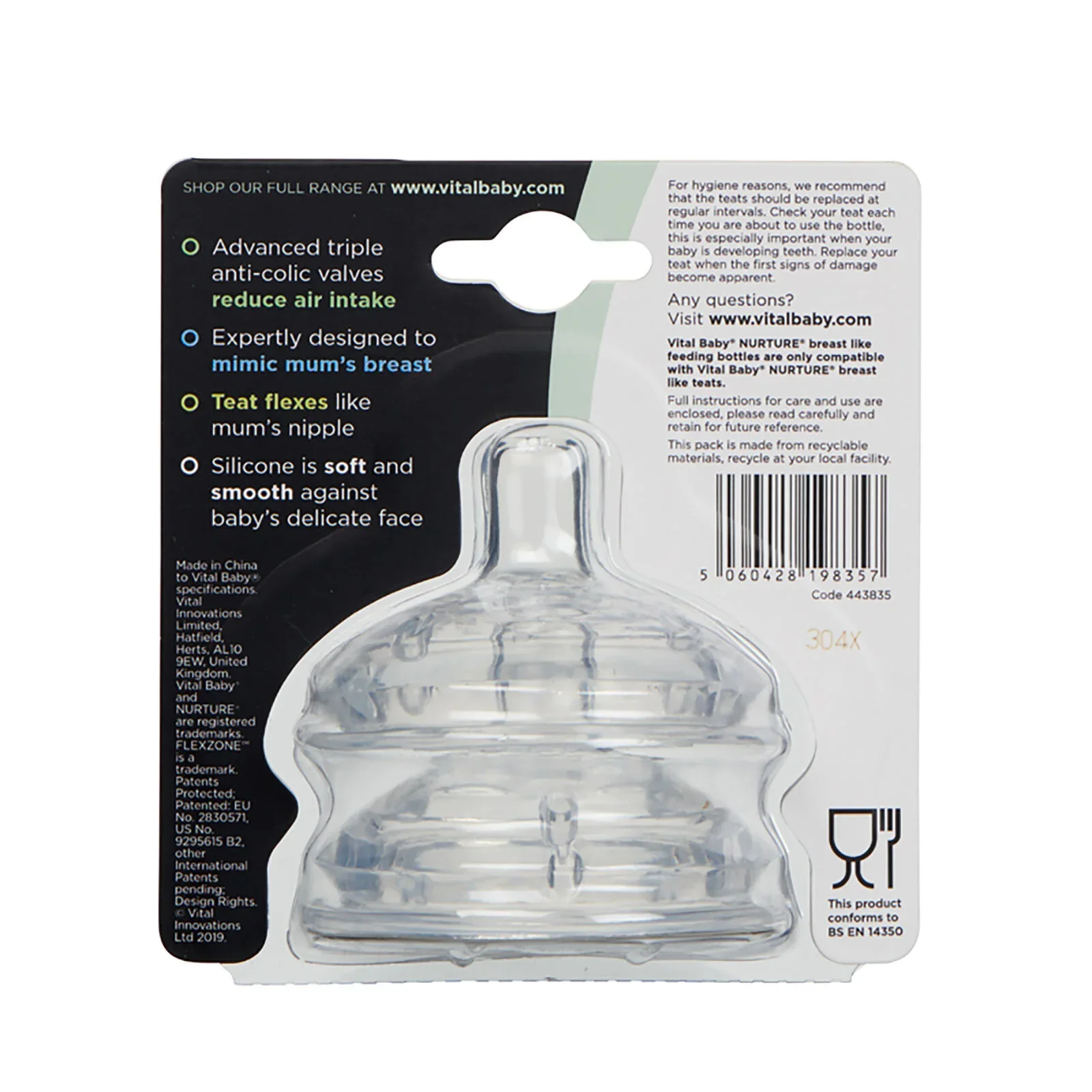 Vital Baby Nurture Breast Like Feeding Teat Medium Flow Pack of 2 - Image 4