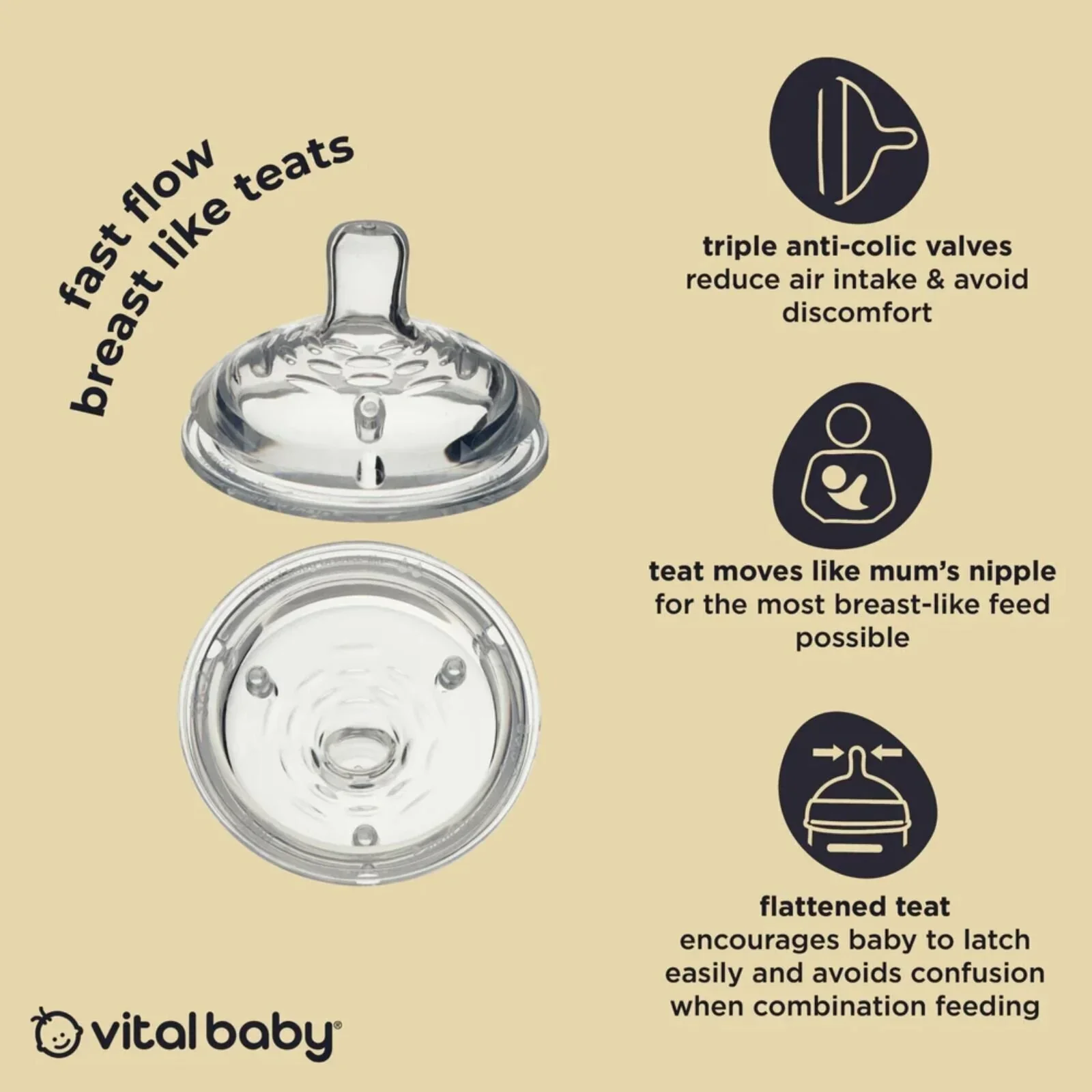 Vital Baby Nurture Breast Like Teats Fast Flow Pack of 2 - Image 4
