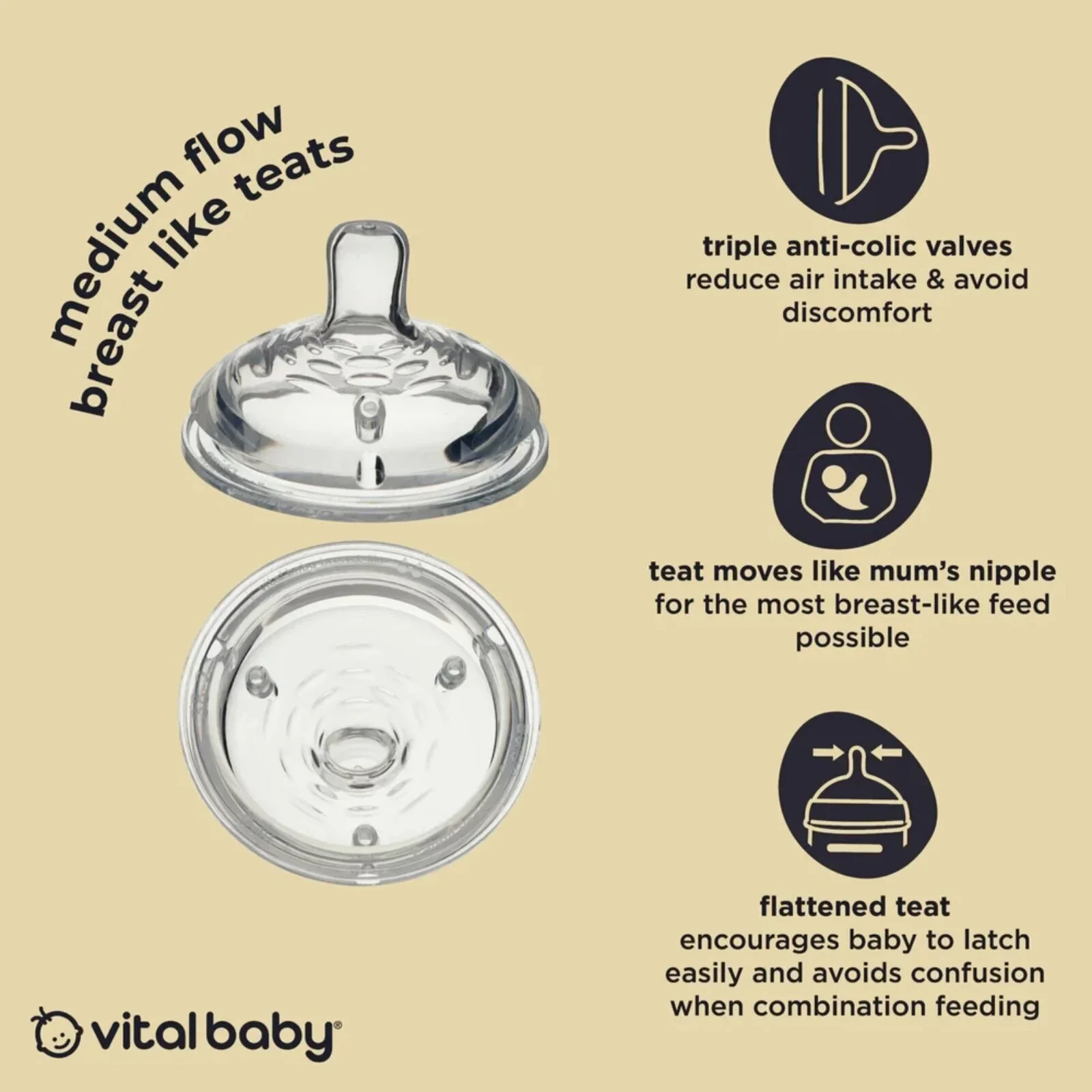 Vital Baby Nurture Breast Like Teats Medium Flow Pack of 2 - Image 4