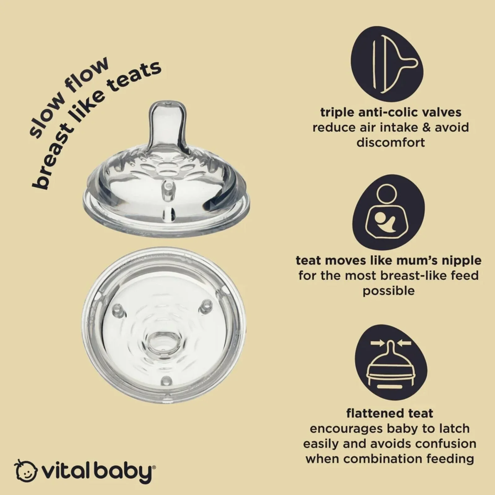 Vital Baby Nurture Breast Like Teats Slow Flow Pack of 2 - Image 4