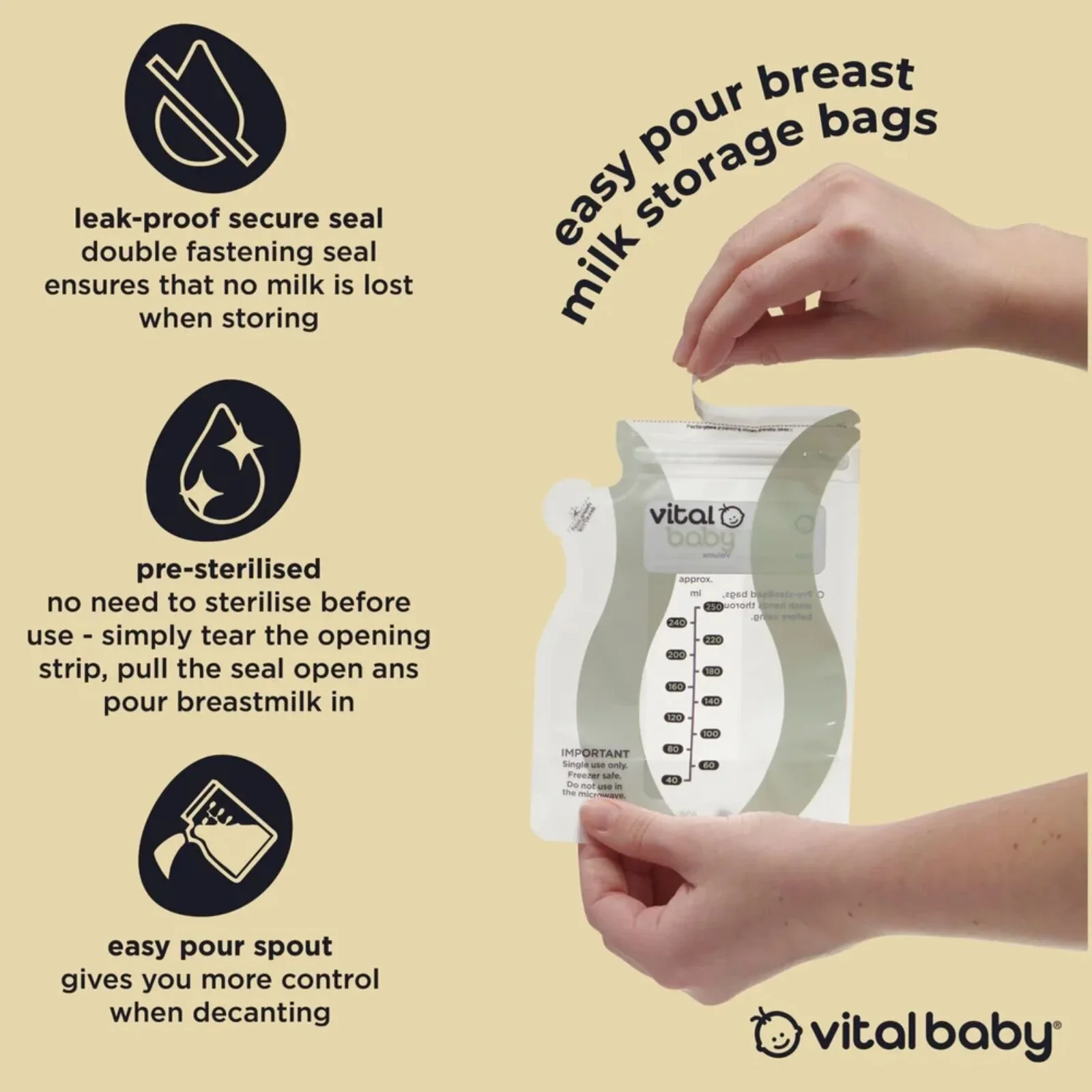 Vital Baby Nurture Easy Pour Breast Milk Storage Bags 30 pcs - Image 3