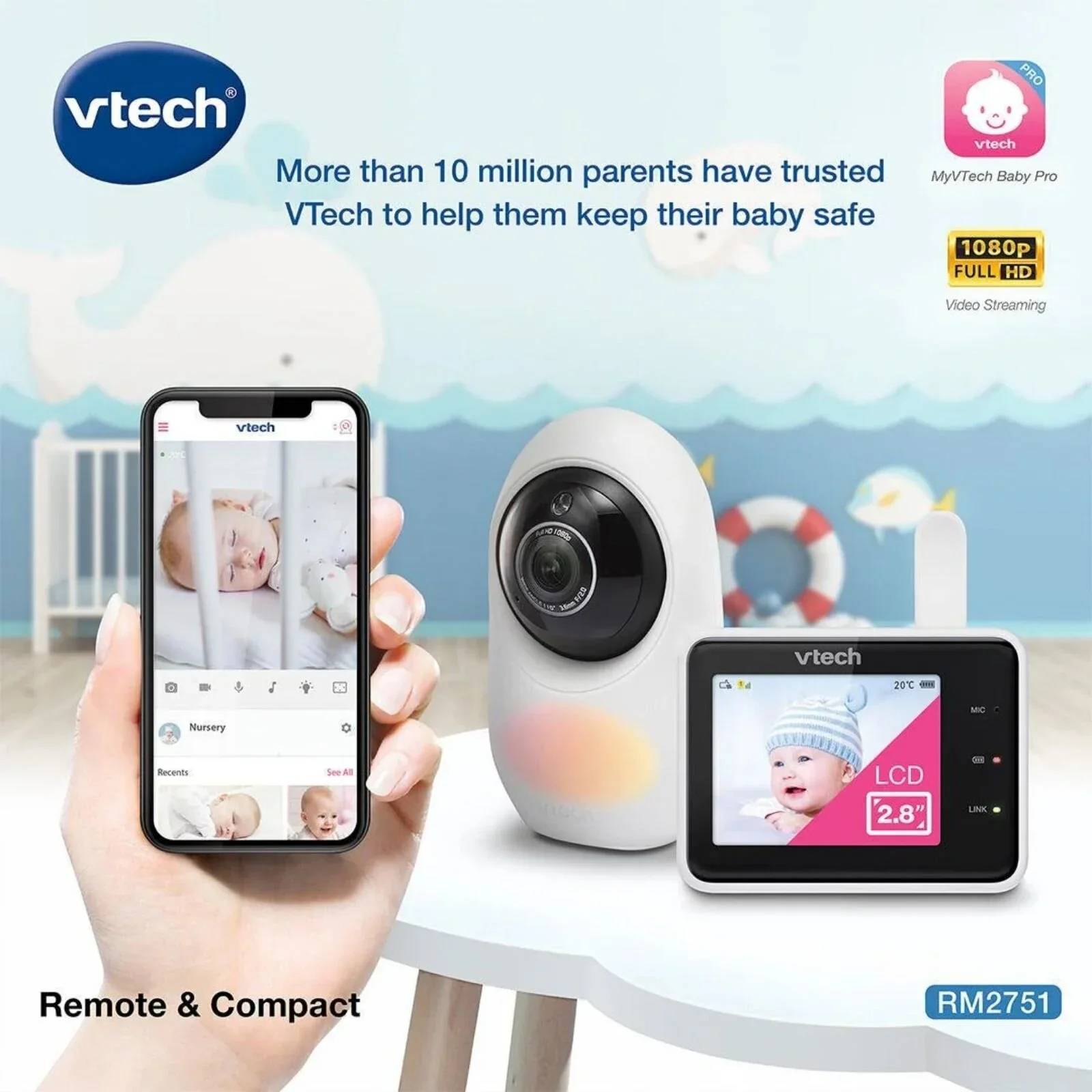VTech RM2751 2.8" Smart Wi-Fi Baby Monitor - Image 9