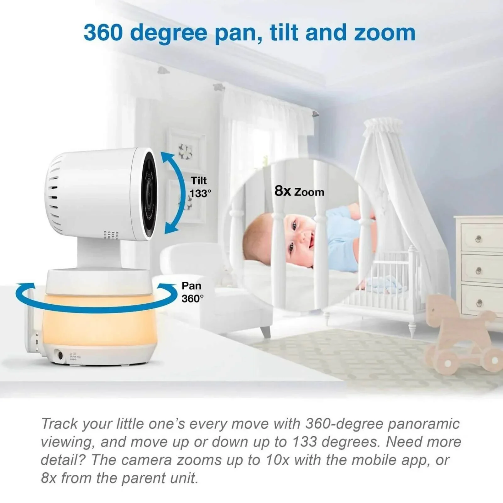 VTech RM7767HD 7inch Smart Wi-Fi Baby Monitor - Image 6