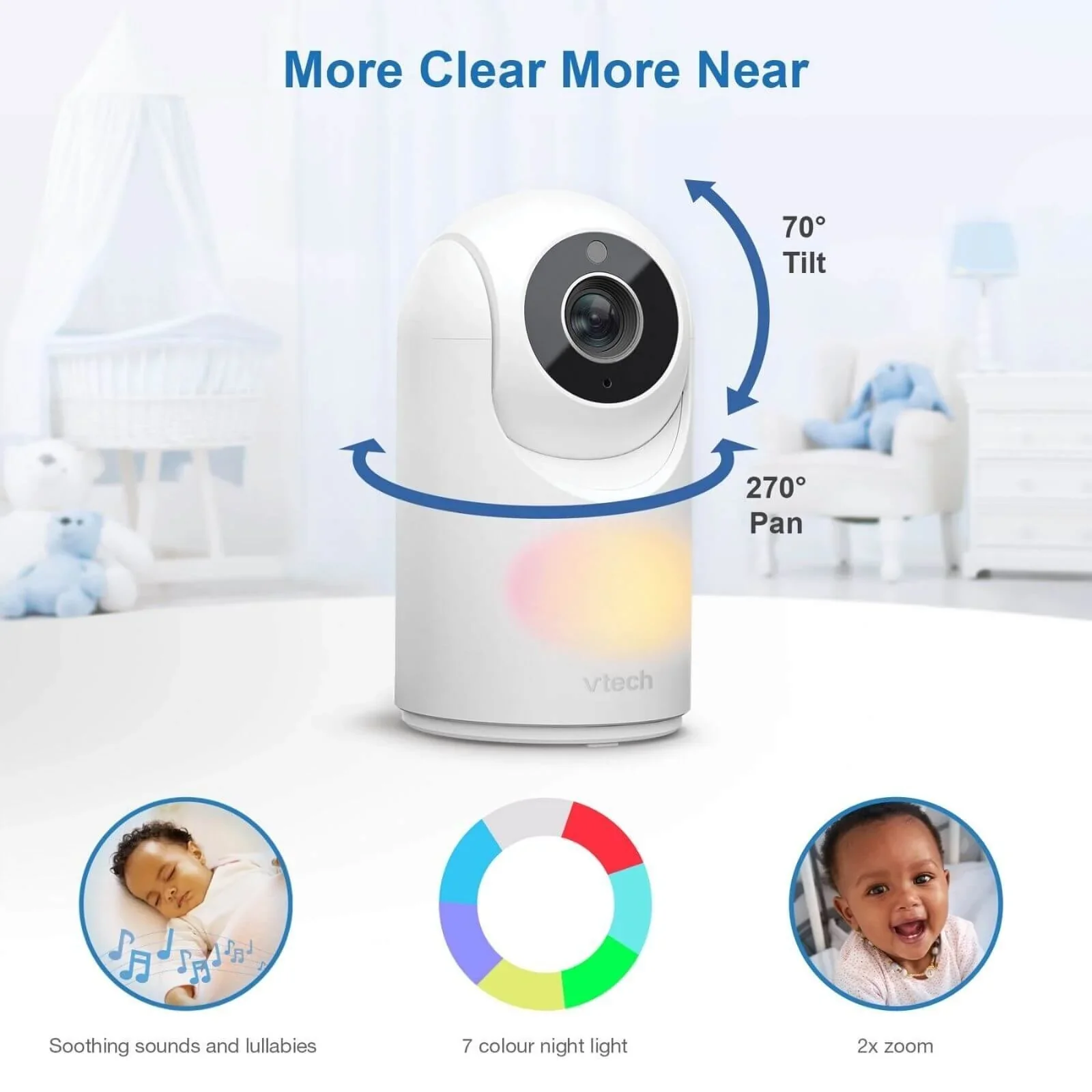 VTech - VM3263 2.8" Pan & Tilt Video Monitor with Night Light - Image 3