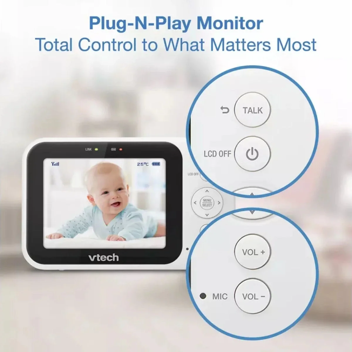 VTech VM4263 3.5" Pan & Tilt Video Monitor - Image 3