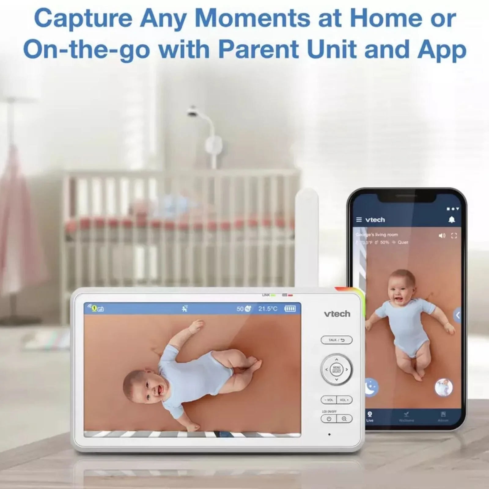 VTech RM7787 HD 7" Over-the-Cot Wi-Fi Baby Monitor - Image 12