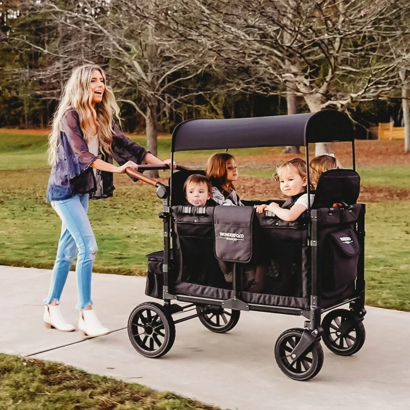 W4 Luxe Quad Stroller Wagon - Volcanic Black - Image 5