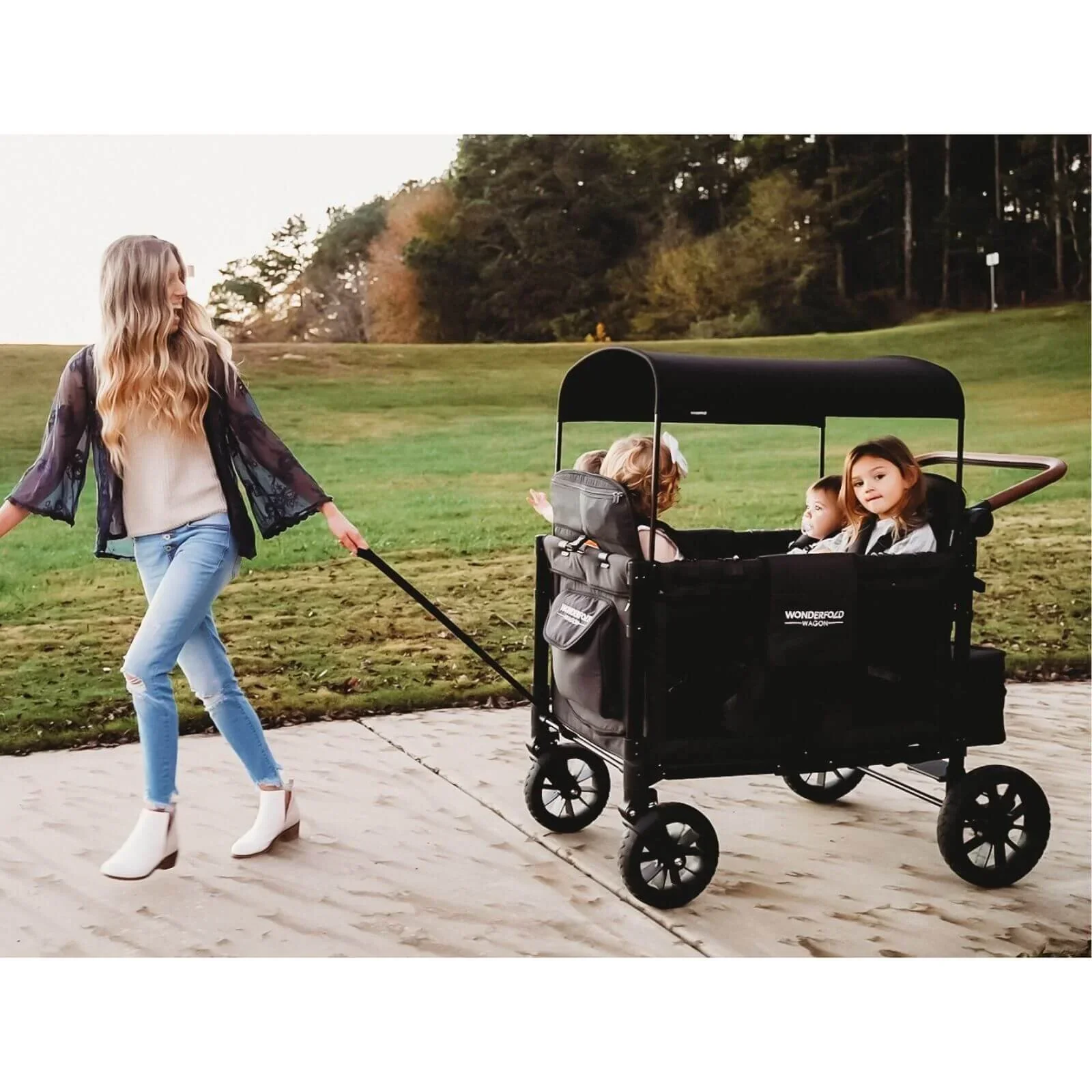 W4 Luxe Quad Stroller Wagon - Volcanic Black - Image 6