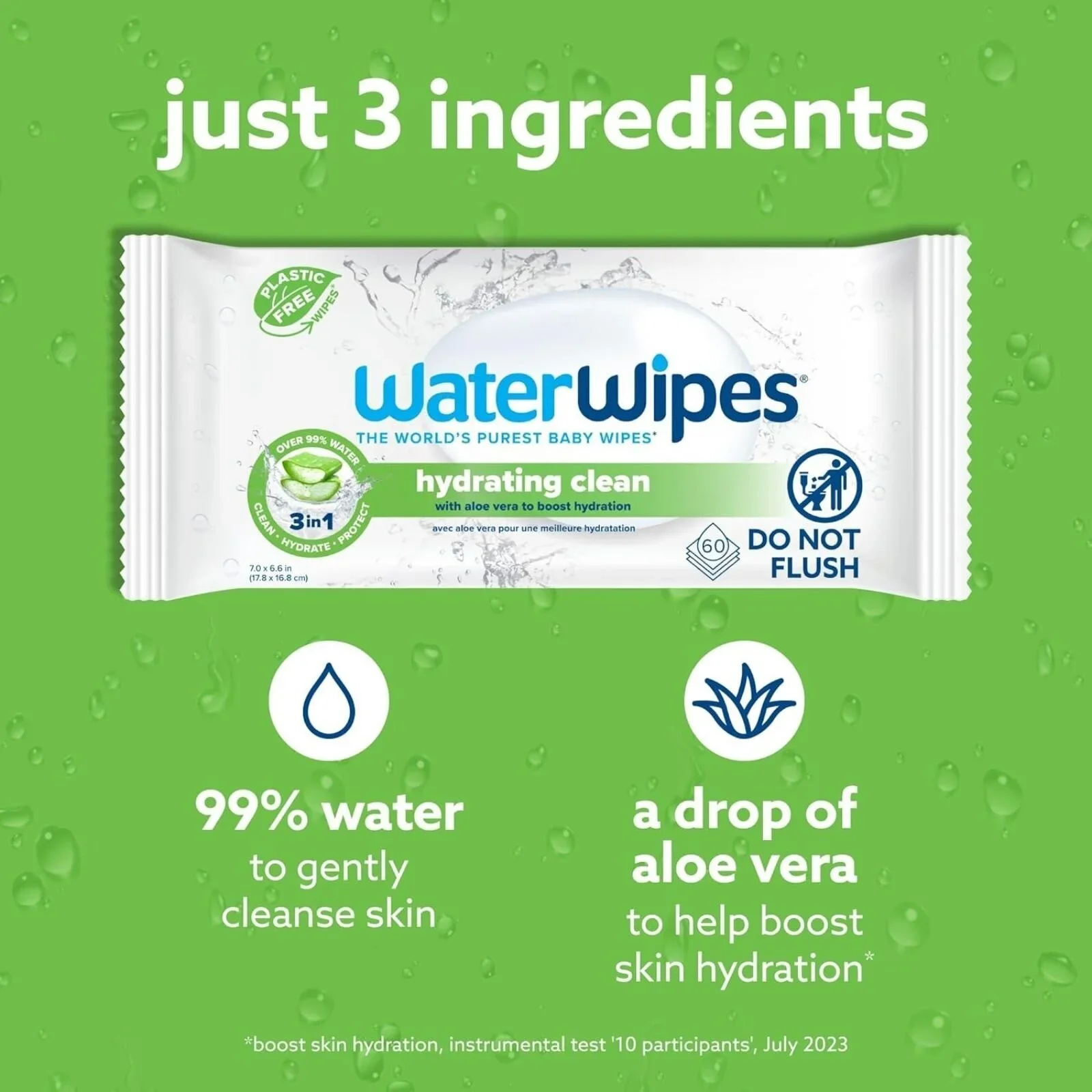 WaterWipes Hydrating Wipes 60 pcs - Image 3