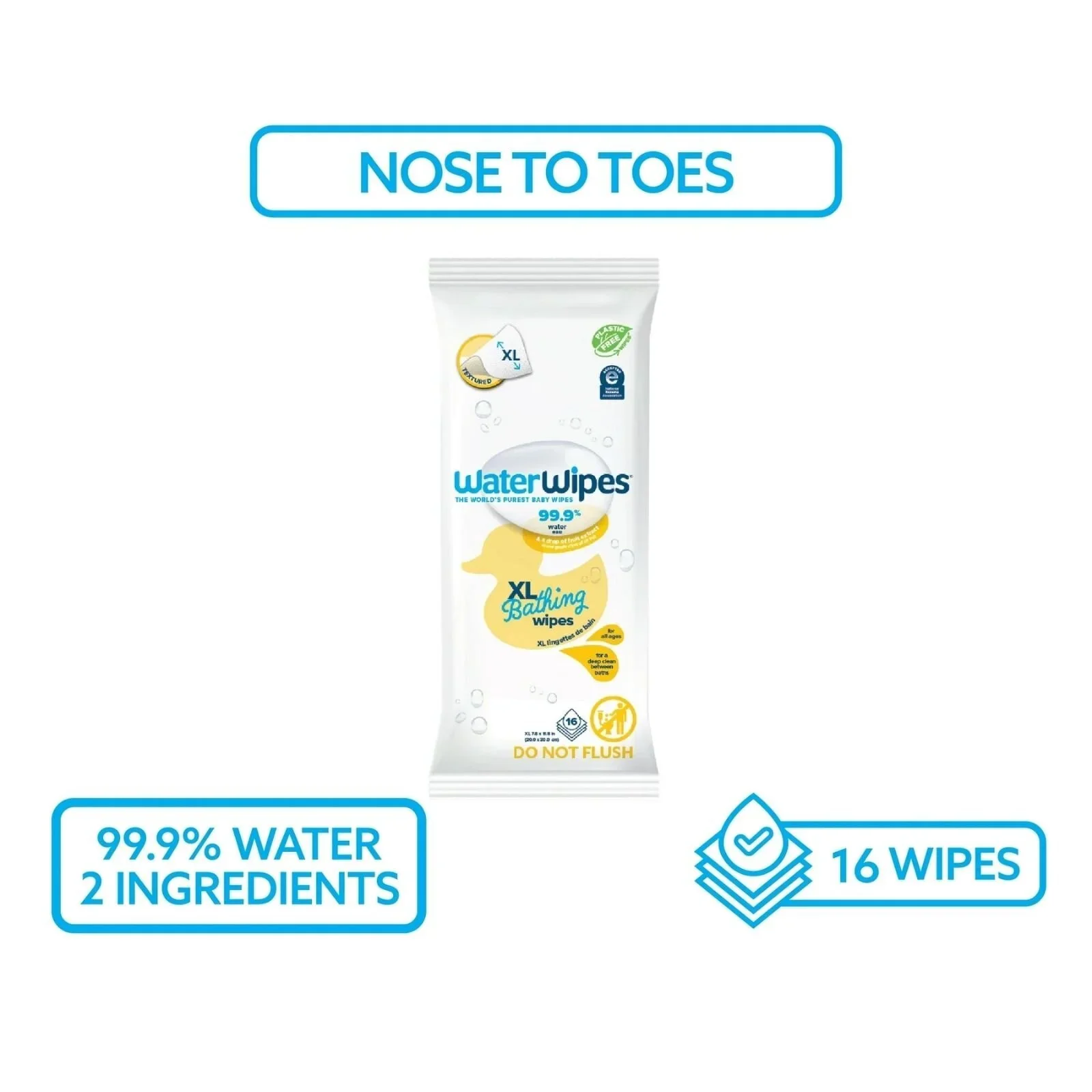 WaterWipes XL Bathing Wipes 16 pcs - Image 2