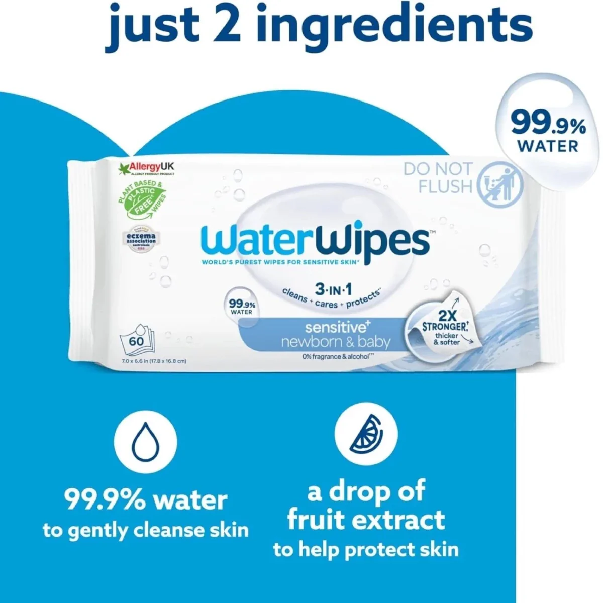 WaterWipes Sensitive Baby Wipes 12x60 pcs - Image 3