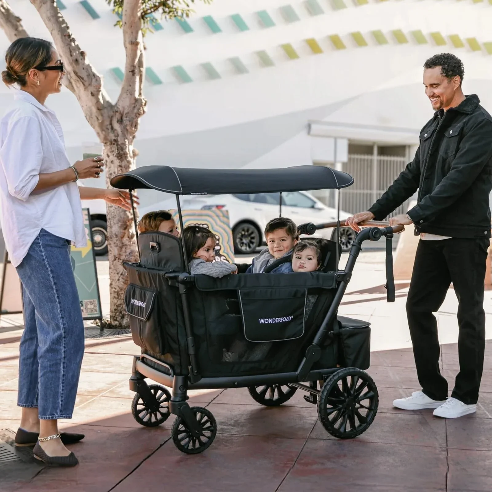 Wonderfold L4 Quad Stroller Wagon - Black - Image 11
