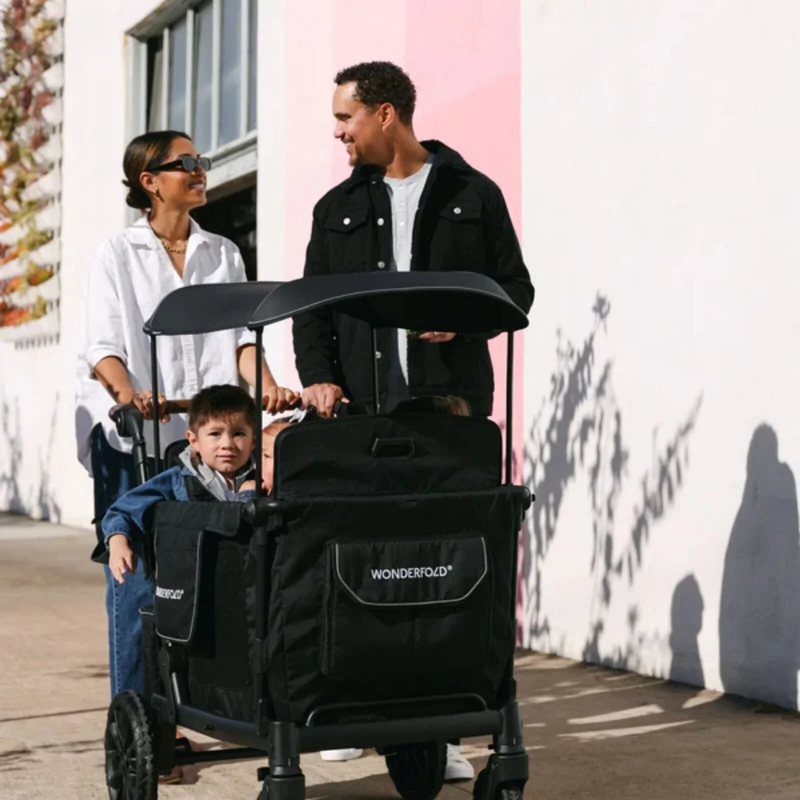 Wonderfold L4 Quad Stroller Wagon - Black - Image 12