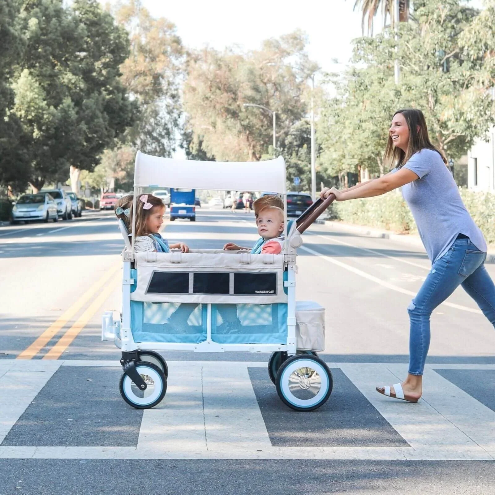 Wonderfold VW4 Volkswagen Stroller Wagon - Blue - Image 5