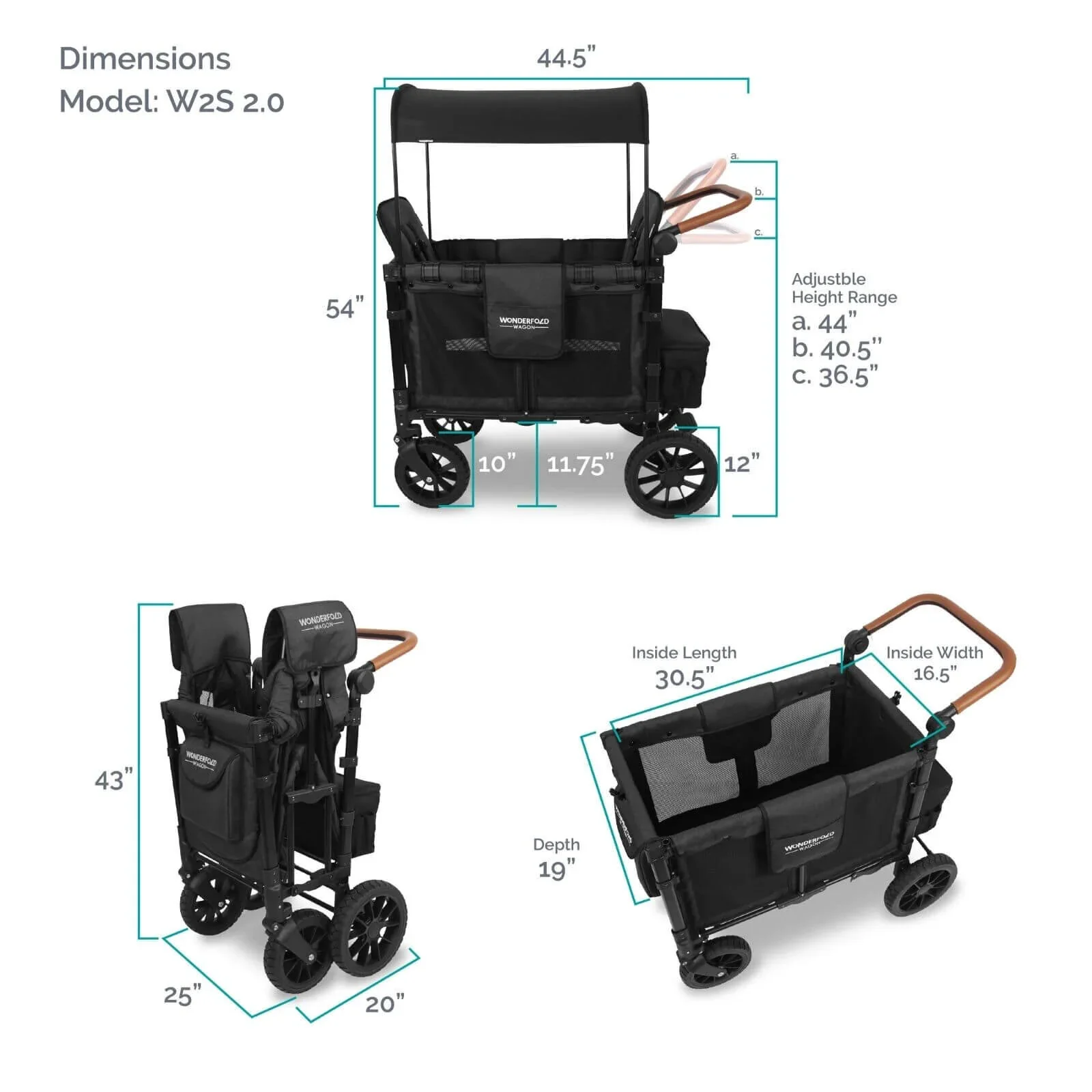 Wonderfold W2 Luxe Double Wagon - Volcanic Black - Image 12
