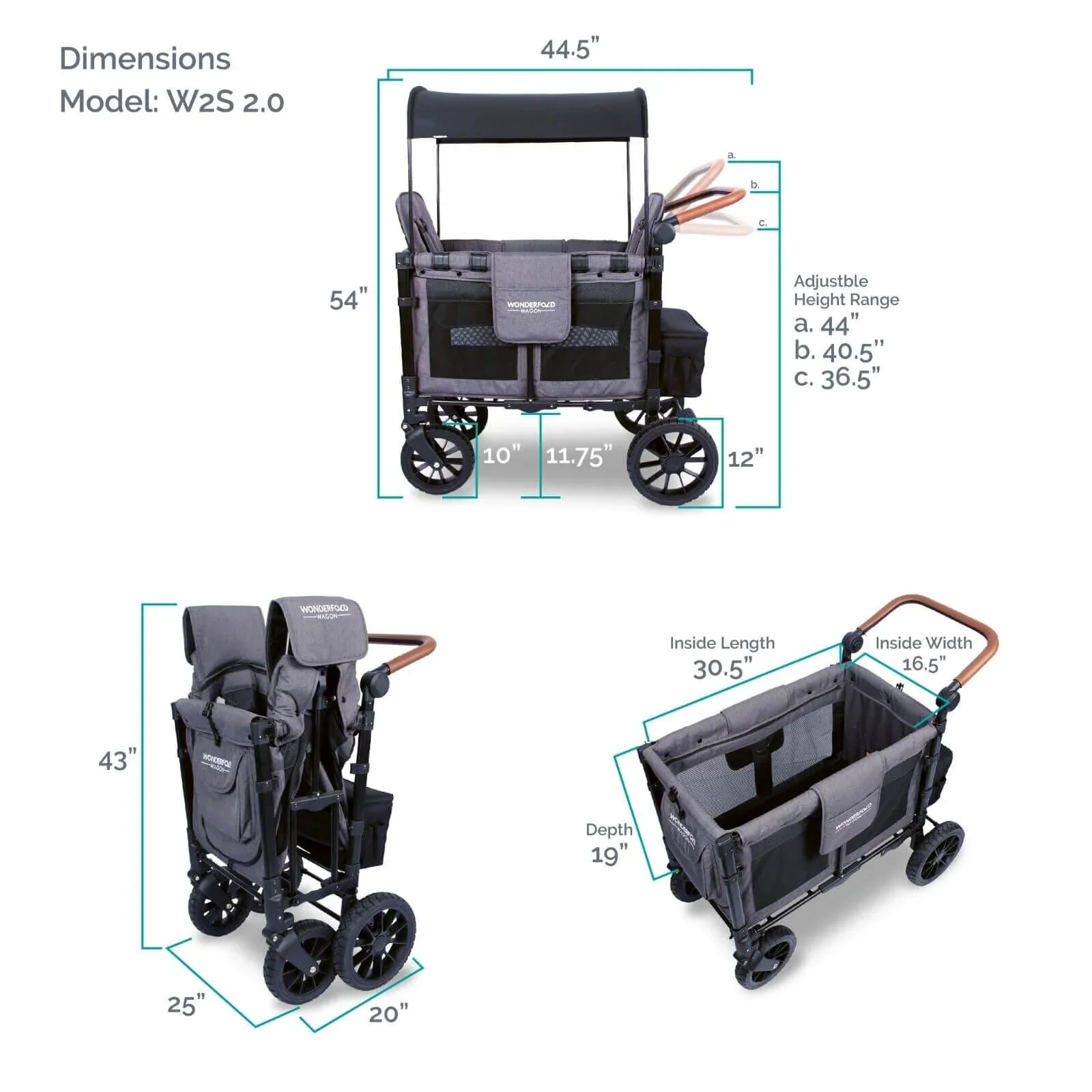 Wonderfold W2 Luxe Double Wagon - Charcoal Grey - Image 12