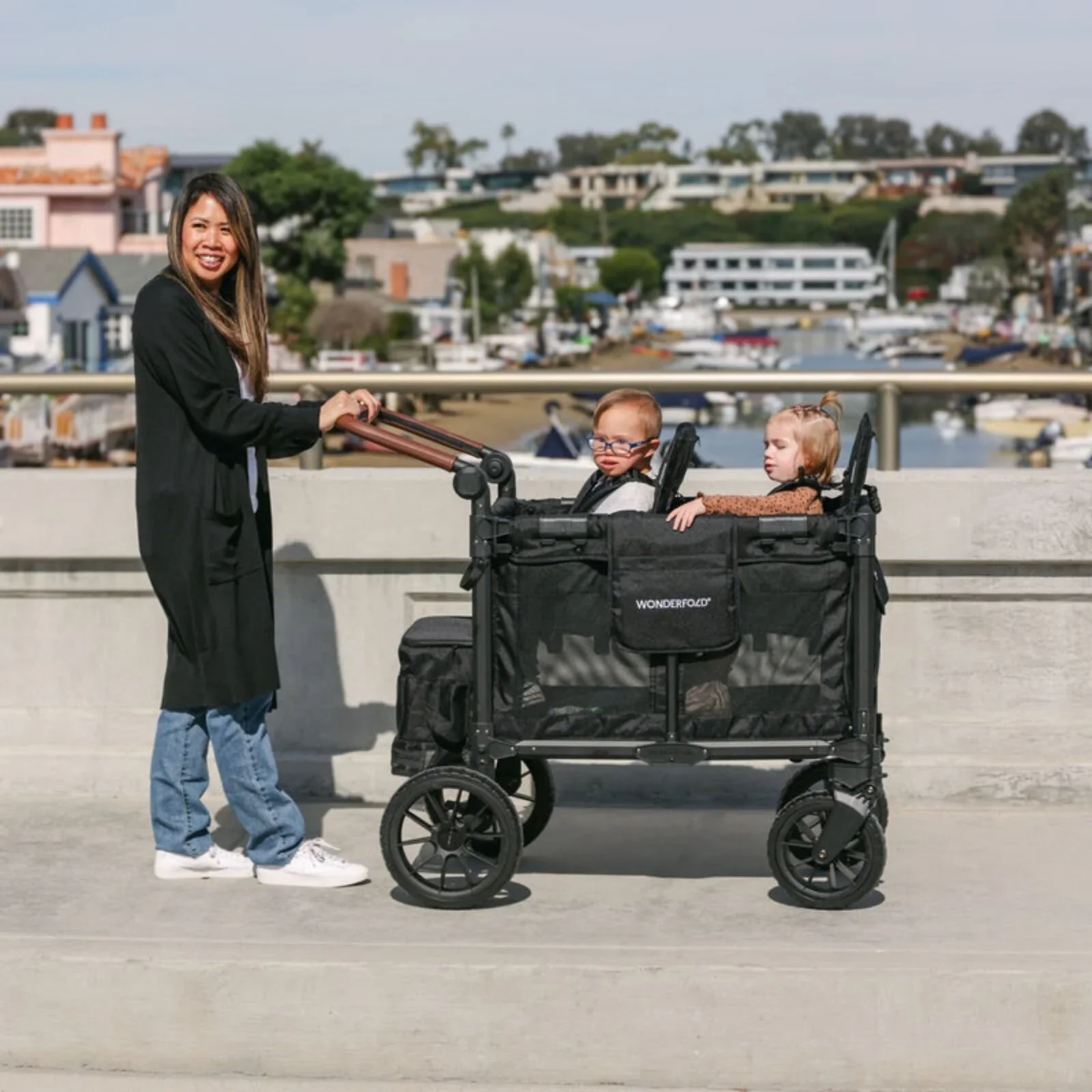 Wonderfold W2 Luxe Pro Stroller Wagon - Charcoal Grey - Image 14