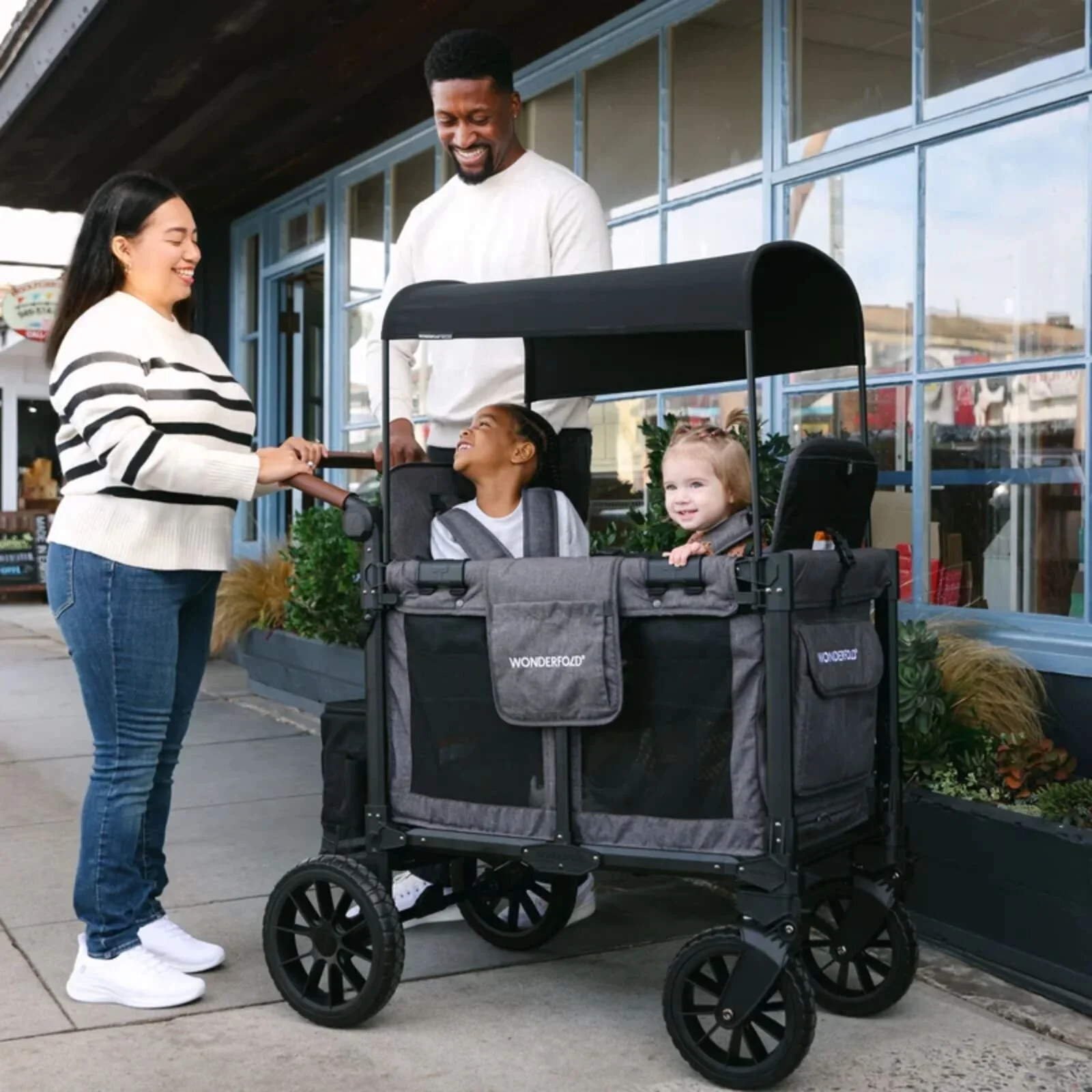 Wonderfold W2 Luxe Pro Stroller Wagon - Jet Black - Image 13