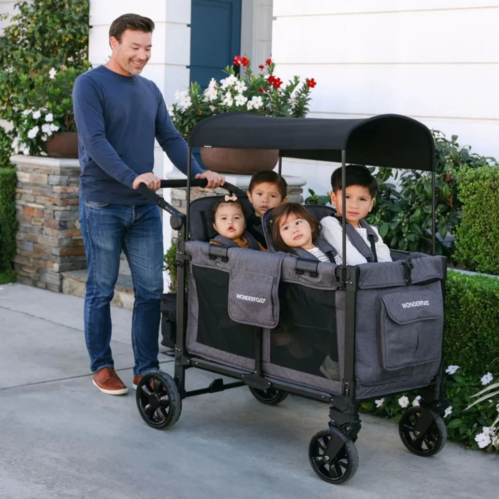 Wonderfold W4 Elite Pro Stroller Wagon - Jet Black - Image 9