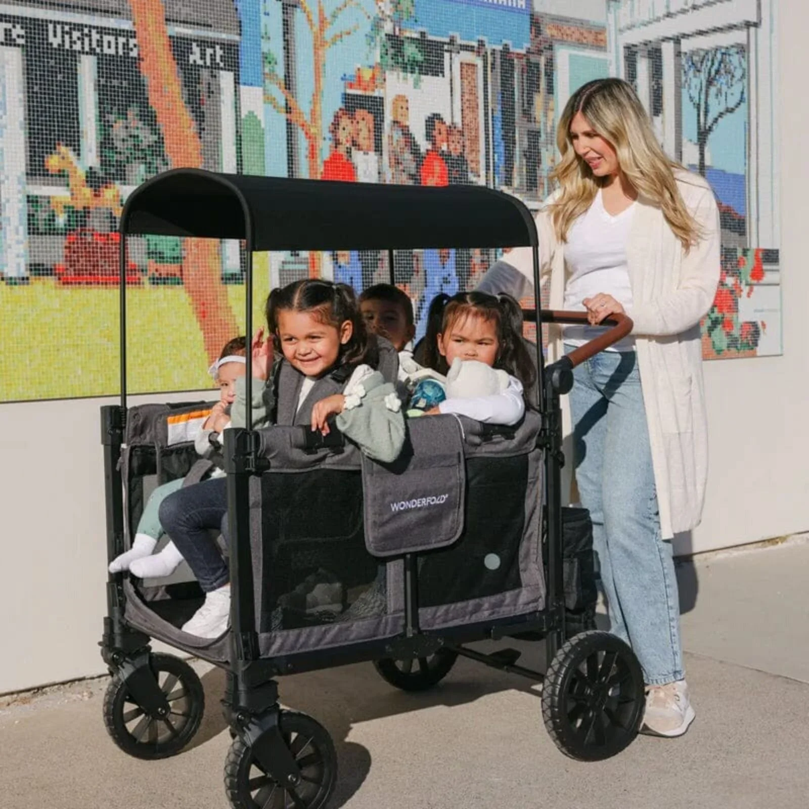 Wonderfold W4 Luxe Pro Stroller Wagon - Charcoal Grey - Image 17
