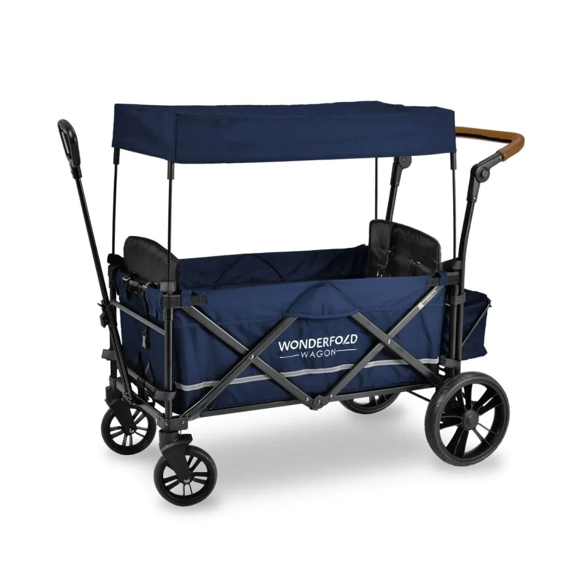 Wonderfold X2 Push & Pull Double Stroller Wagon - Midnight Blue - Image 2