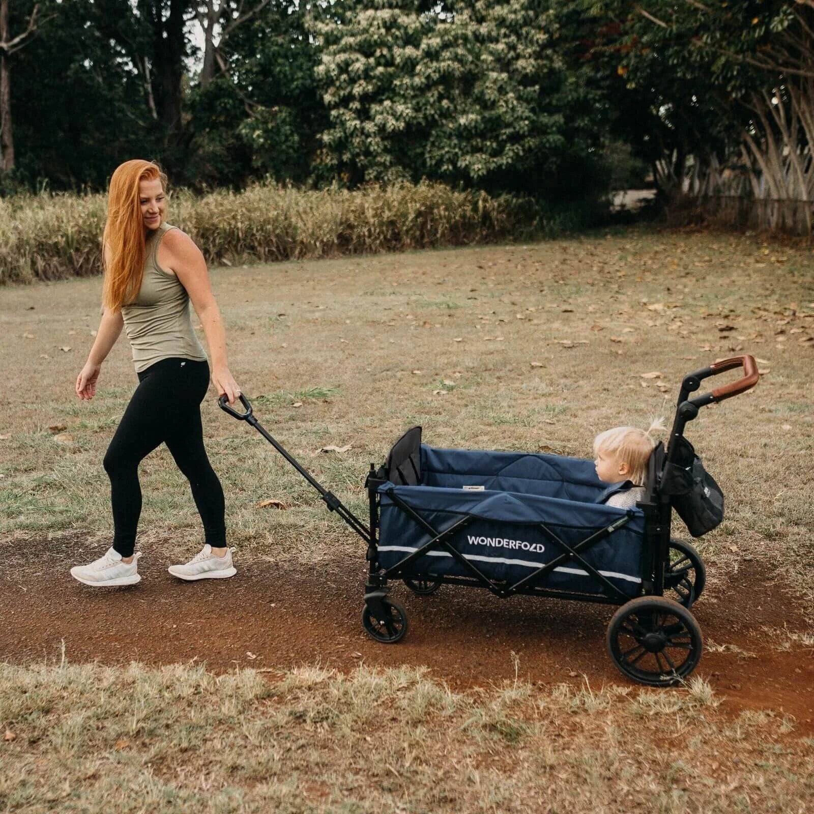 Wonderfold X2 Push & Pull Double Stroller Wagon - Midnight Blue - Image 5