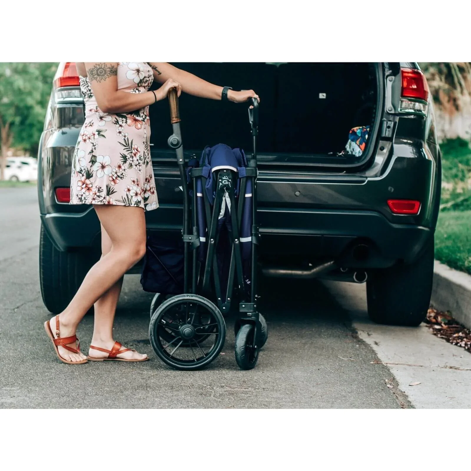 Wonderfold X2 Push & Pull Double Stroller Wagon - Midnight Blue - Image 6