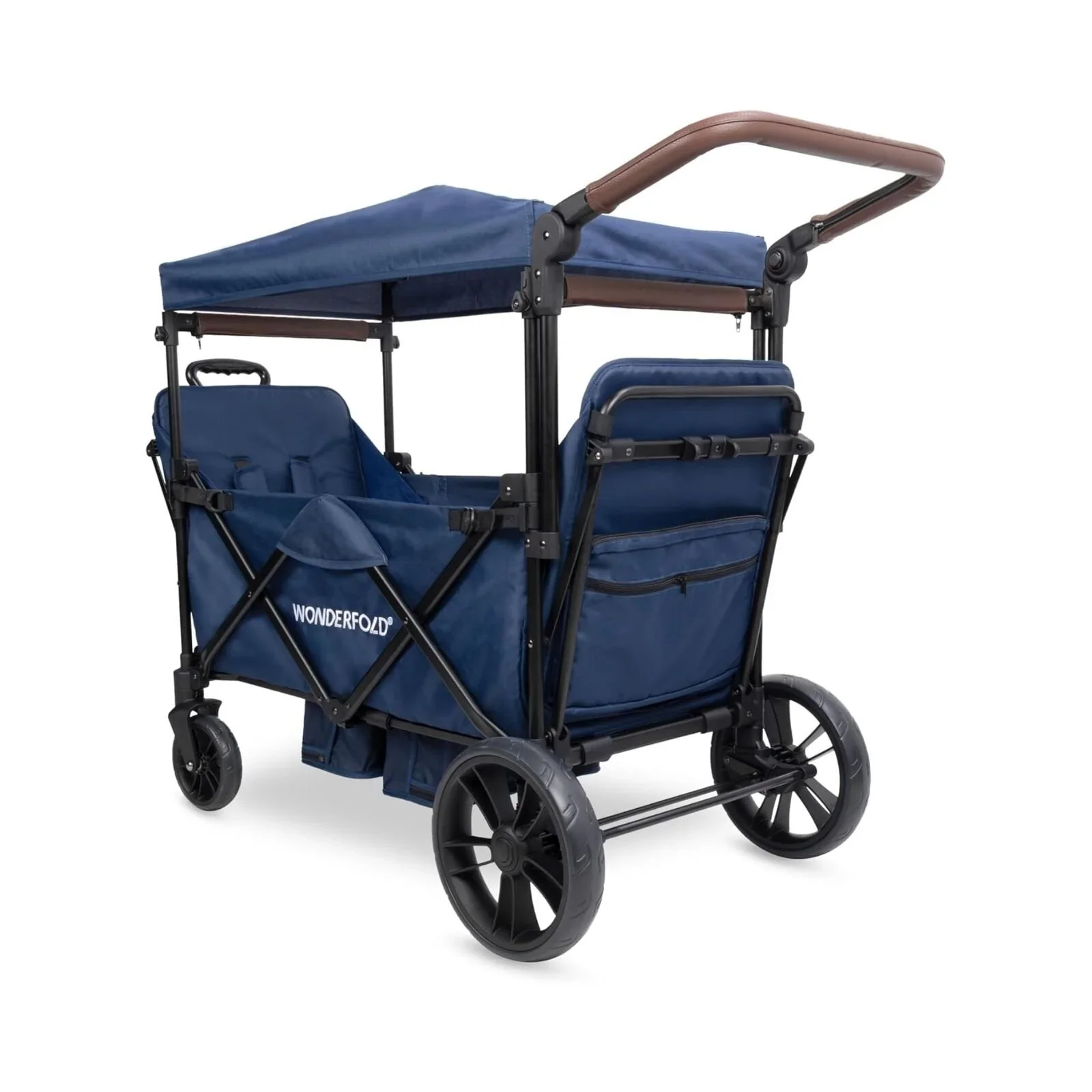 Wonderfold X2R Push & Pull Quad Stroller Wagon - Sapphire Navy - Image 4