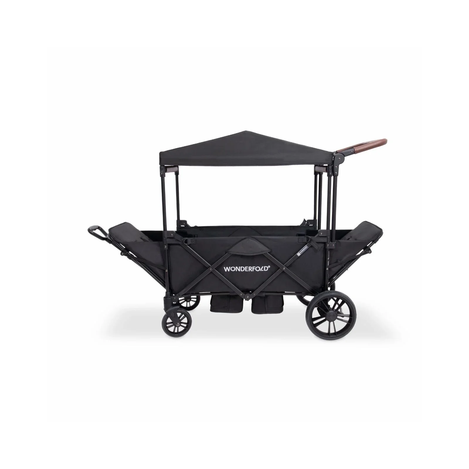 Wonderfold X2R Push & Pull Quad Stroller Wagon - Black - Image 11